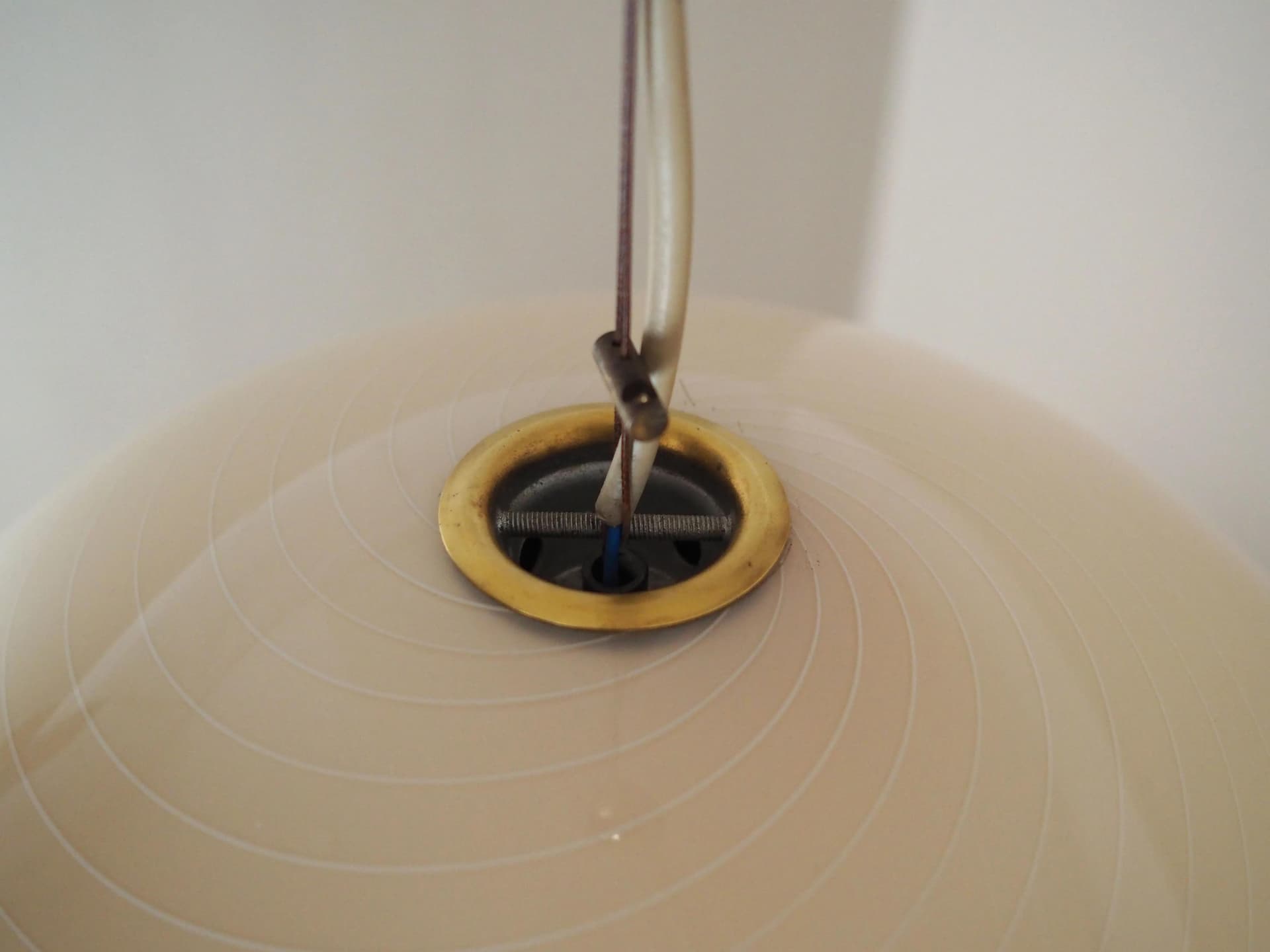 Lampa wisząca, Murano, szkło beżowy, metal srebrny, Włochy, lata 70. - 34496