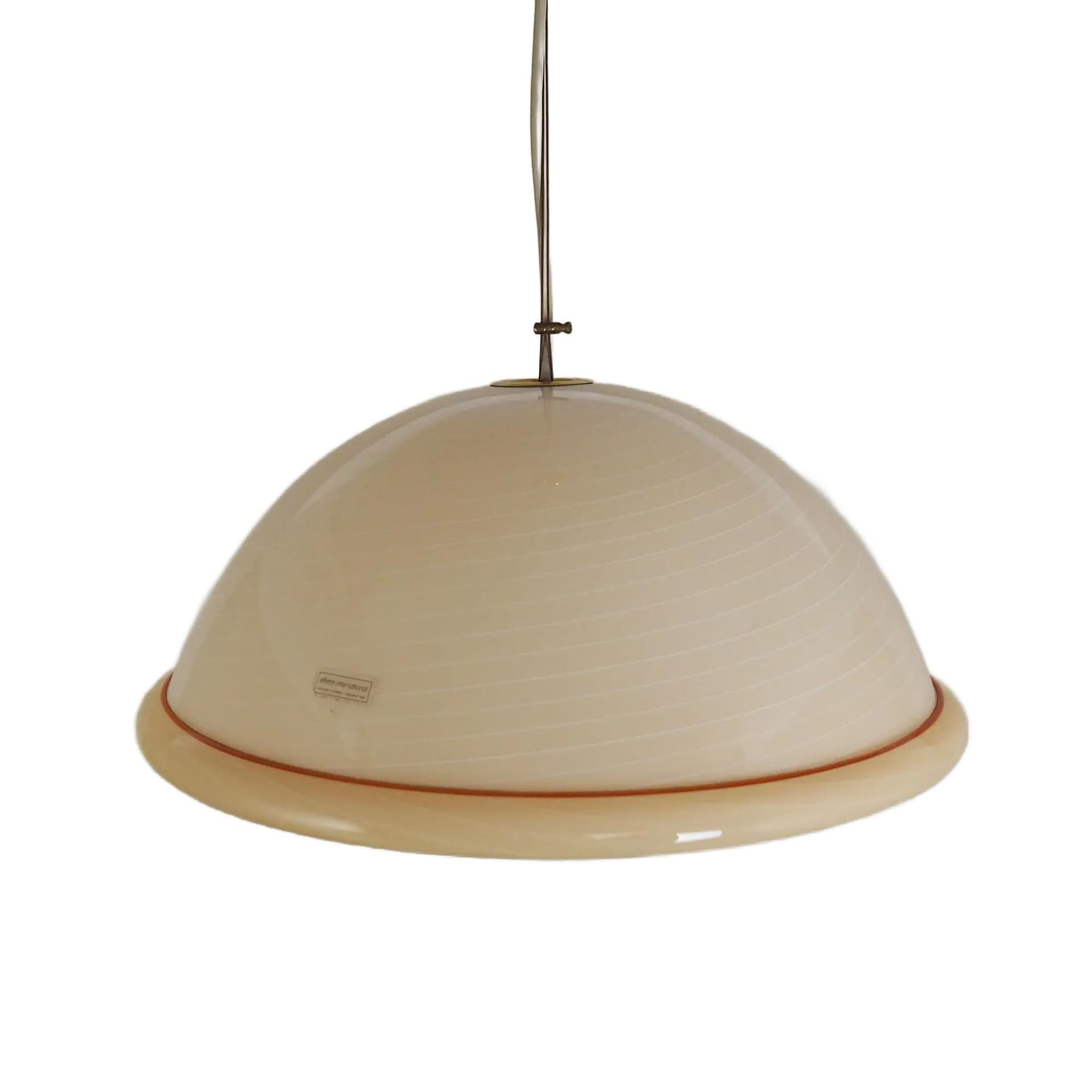 Lampa wisząca, Murano, szkło beżowy, metal srebrny, Włochy, lata 70.