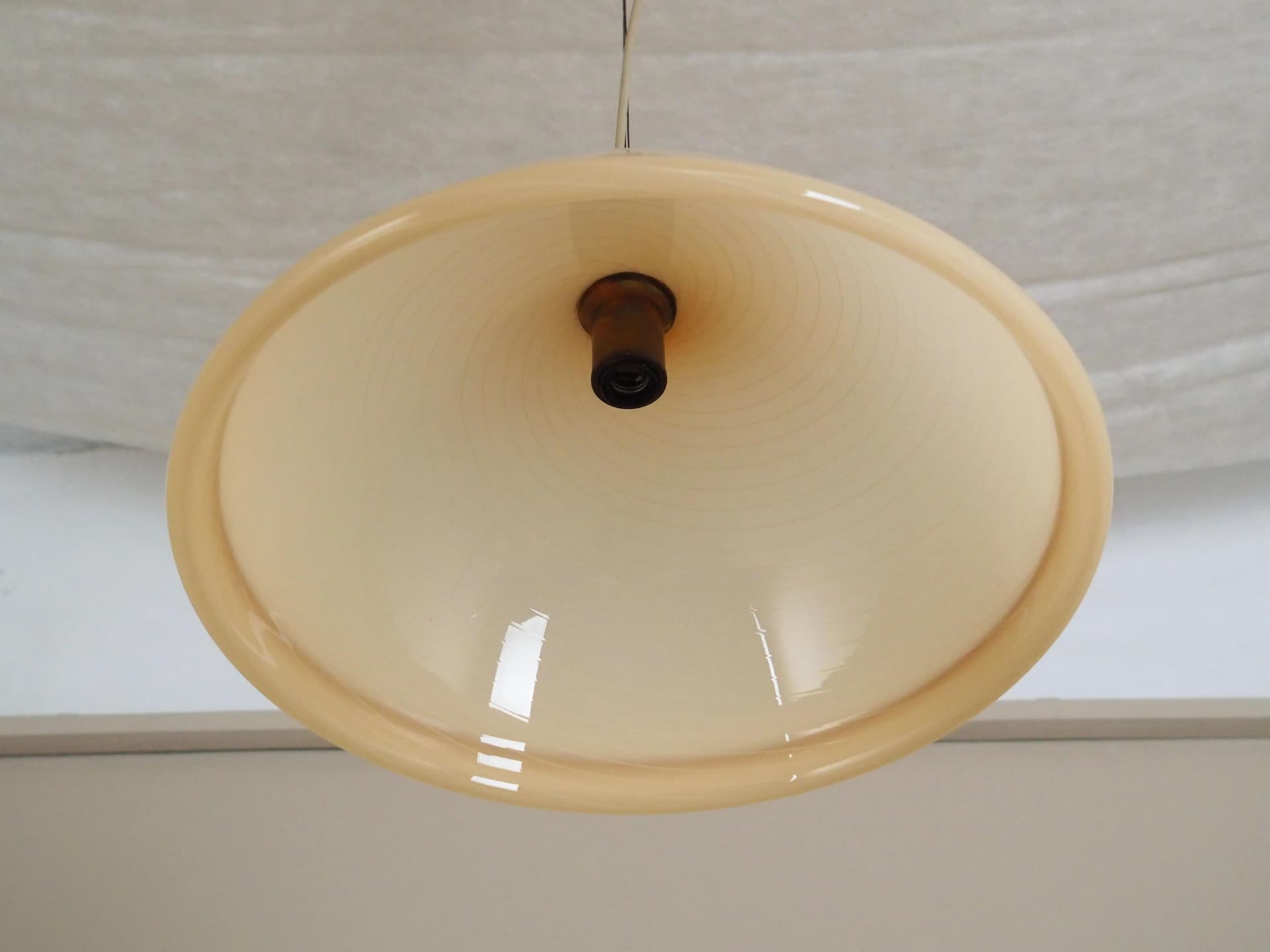 Lampa wisząca, Murano, szkło beżowy, metal srebrny, Włochy, lata 70. - 34492