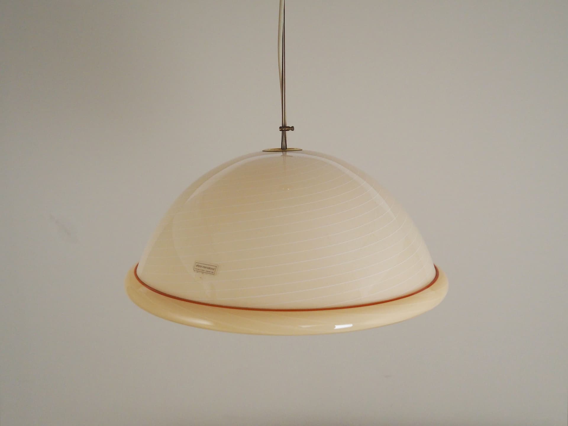 Lampa wisząca, Murano, szkło beżowy, metal srebrny, Włochy, lata 70. - 63736