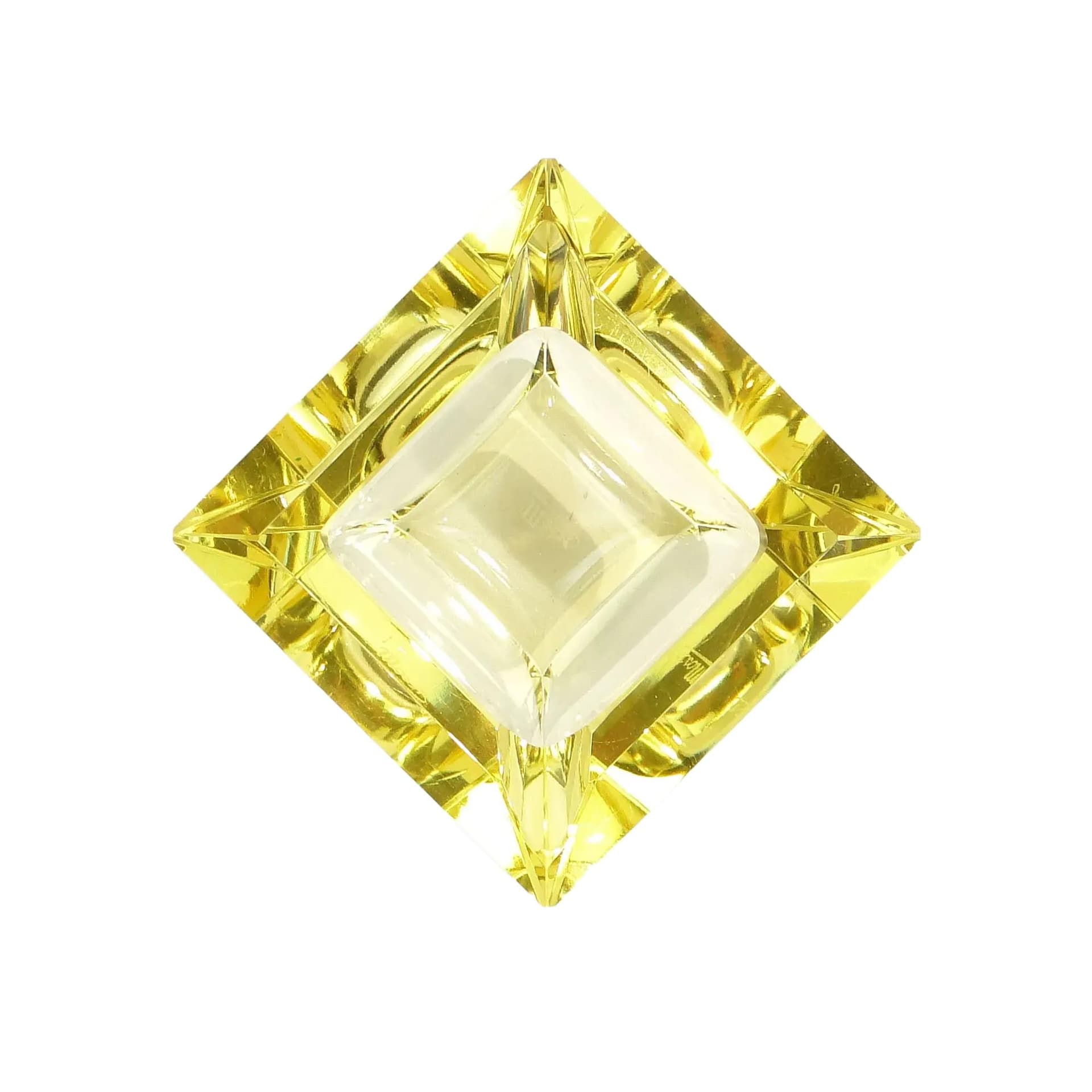 Popielniczka Art Deco, kryształ żółty, Moser, Czechy, lata 30.