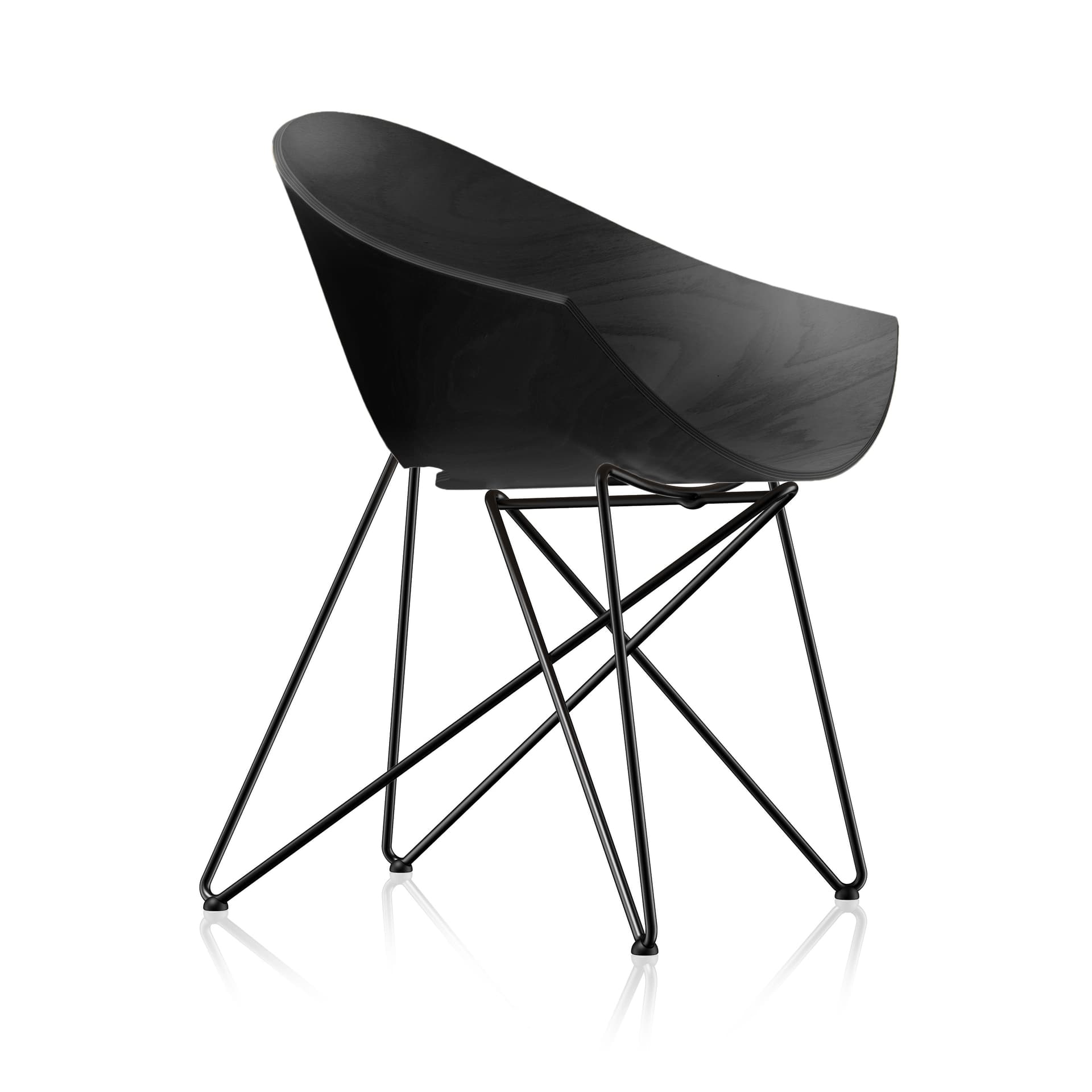 Fotel RM56 buk czarny i czarny stelaż, proj. R. Modzelewski, VZÓR