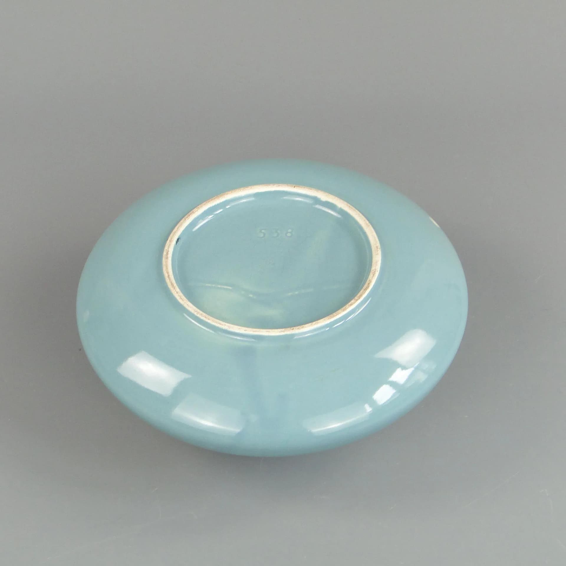 Wazon ikebana Ogródek 538, fajans szkliwiony niebieski, proj. J. Sowiński, Włocławek, Polska, lata 60. - 34663