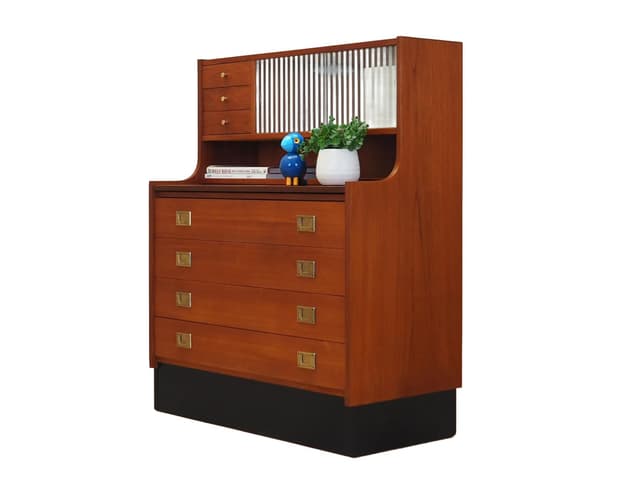 Sekretarzyk duński, teak brązowy, Dania, lata 70. - WYMIARY