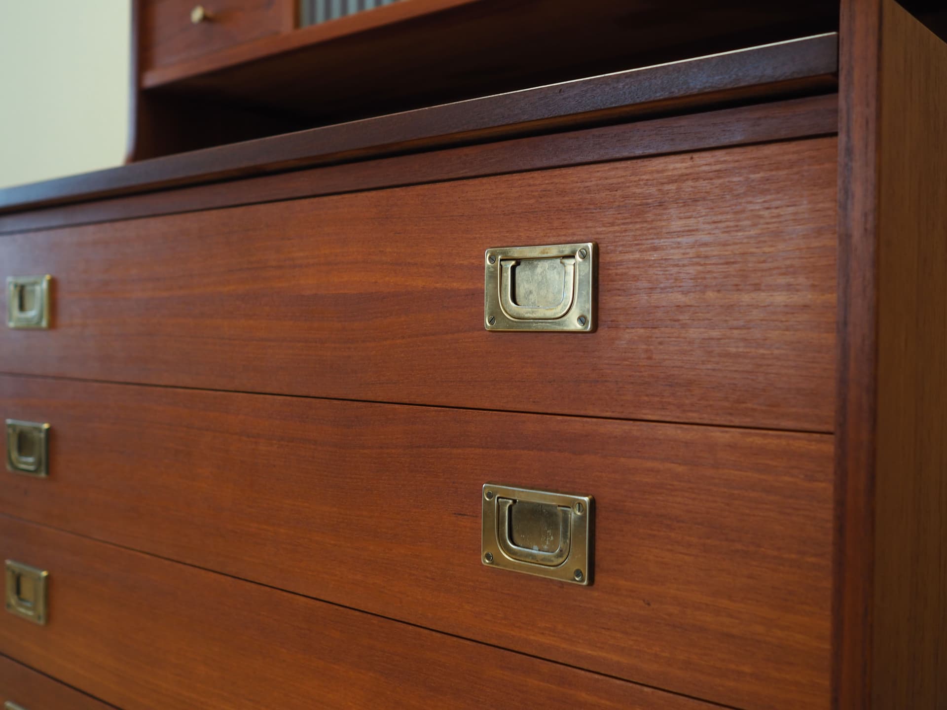 Sekretarzyk duński, teak brązowy, Dania, lata 70. - 63707