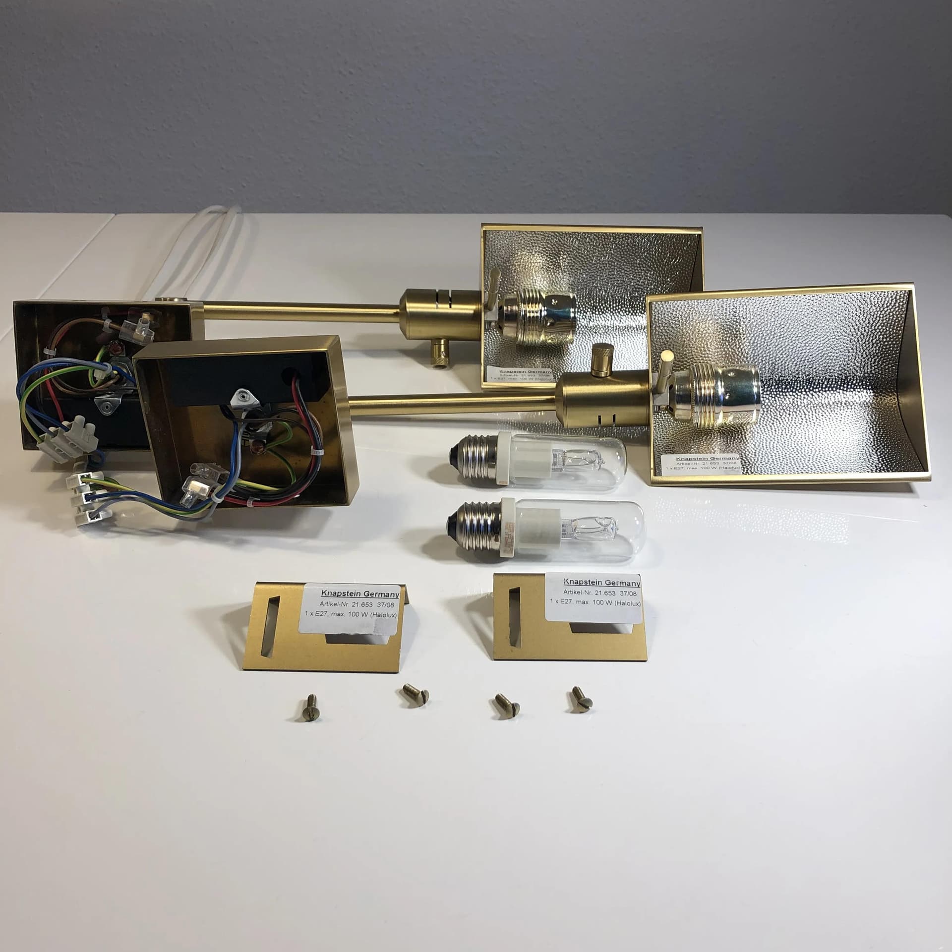 Para kinkietów, mosiądz złoty, Knapstein, Niemcy, lata 80. - 34583