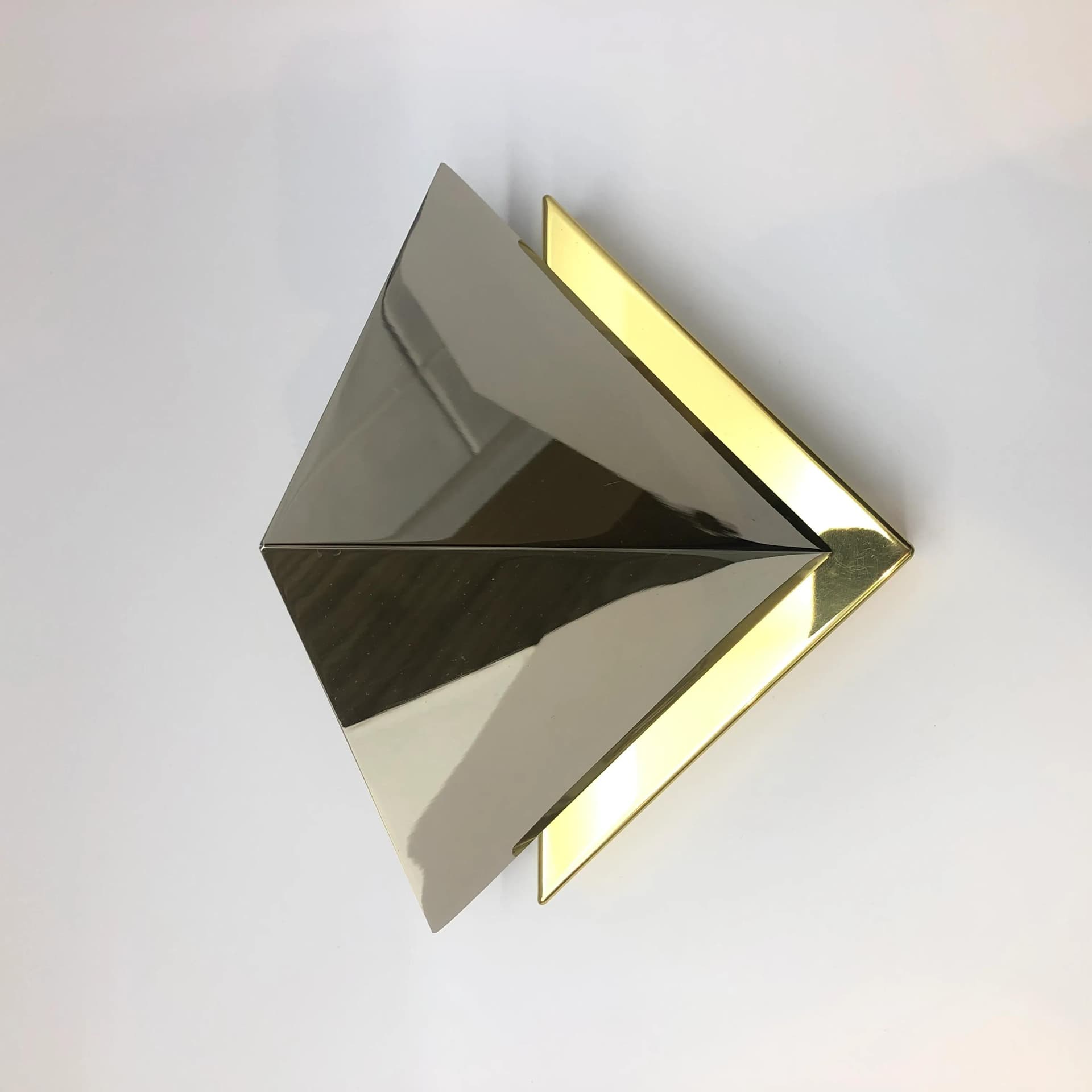 Kinkiet modernistyczny, chrom srebrny, mosiądz złoty, J.T. Kalmar, Niemcy, lata 70. - 34813