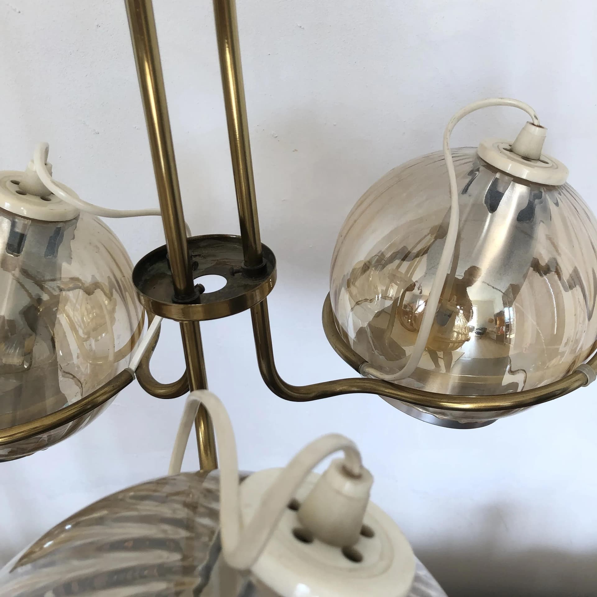 Lampa sufitowa Space Age, złoty, mosiądz, Polska, lata 70. - 34792