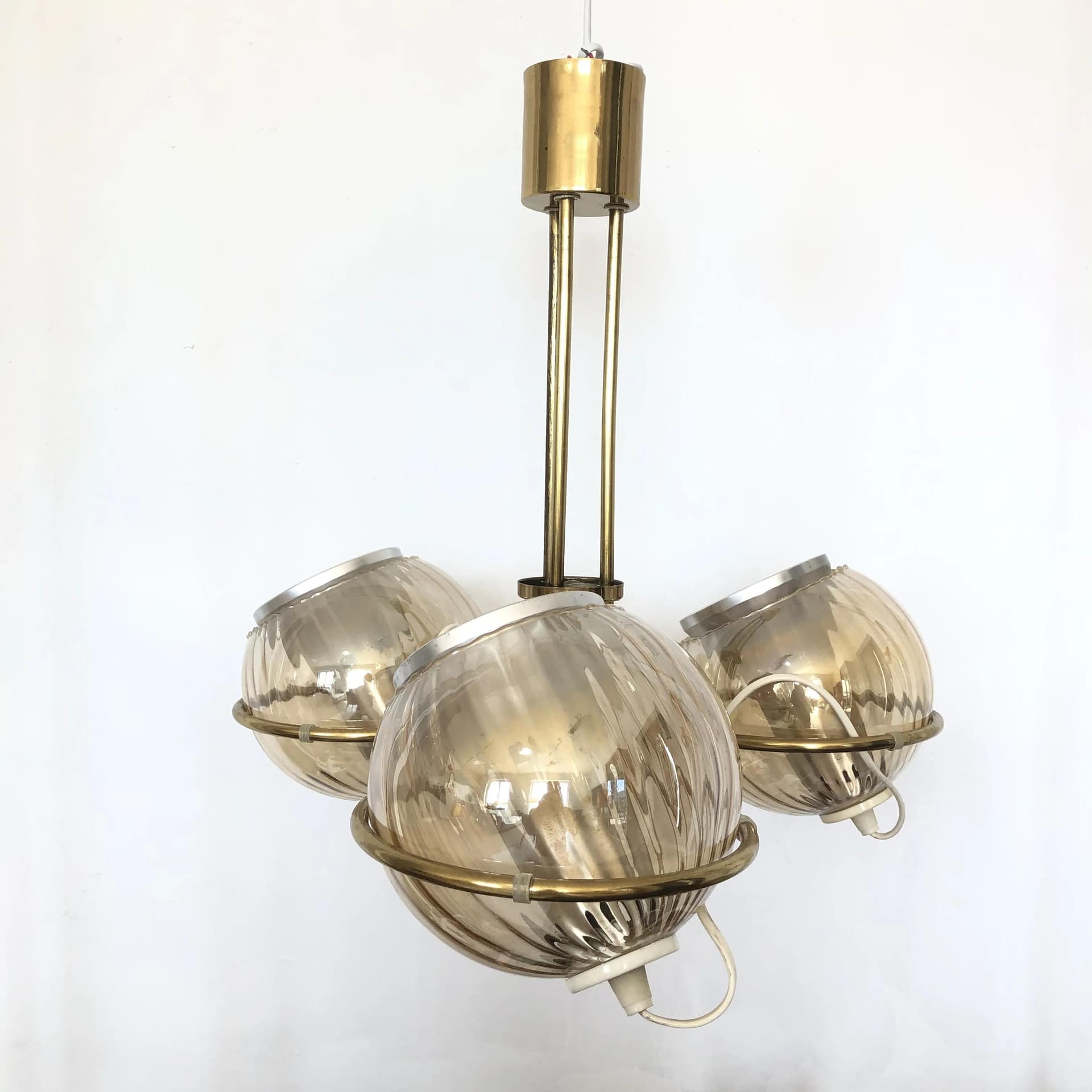 Lampa sufitowa Space Age, złoty, mosiądz, Polska, lata 70. - 34785