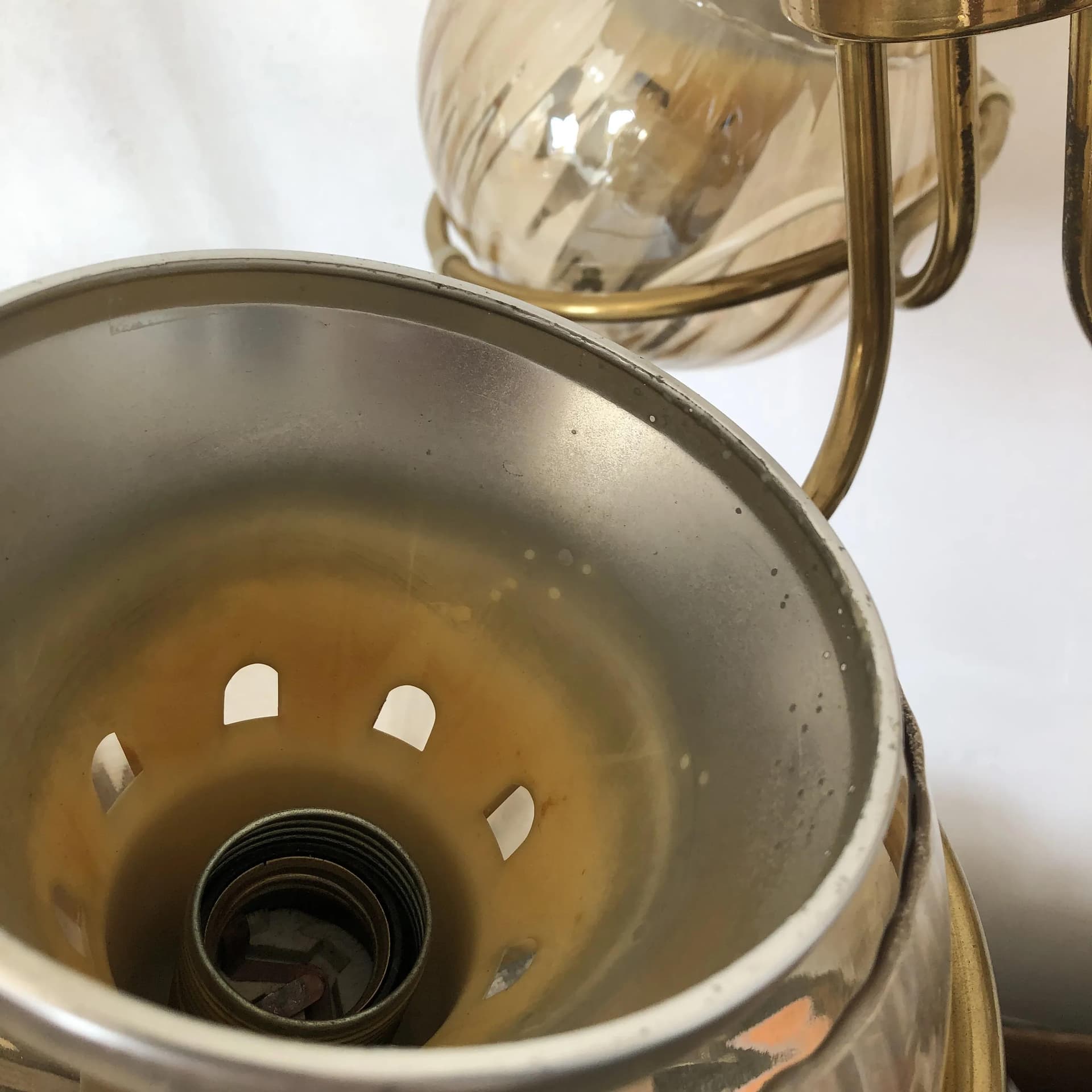 Lampa sufitowa Space Age, złoty, mosiądz, Polska, lata 70. - 34788