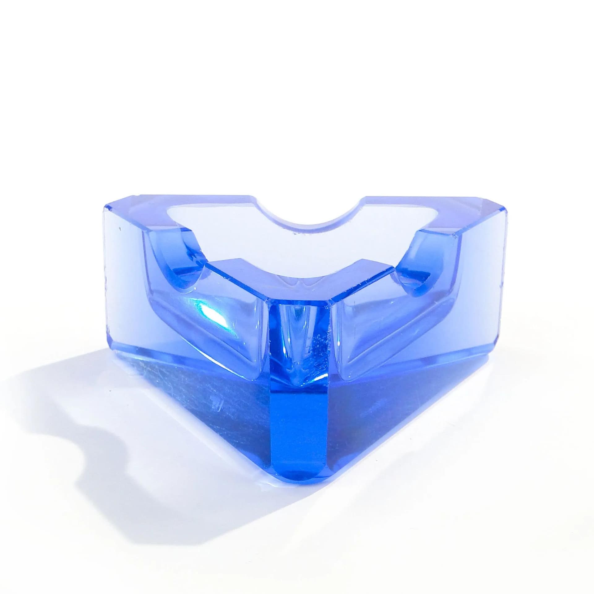 Popielniczka Art Deco, kryształ błękitny, Moser, Czechy, lata 30. - 34834