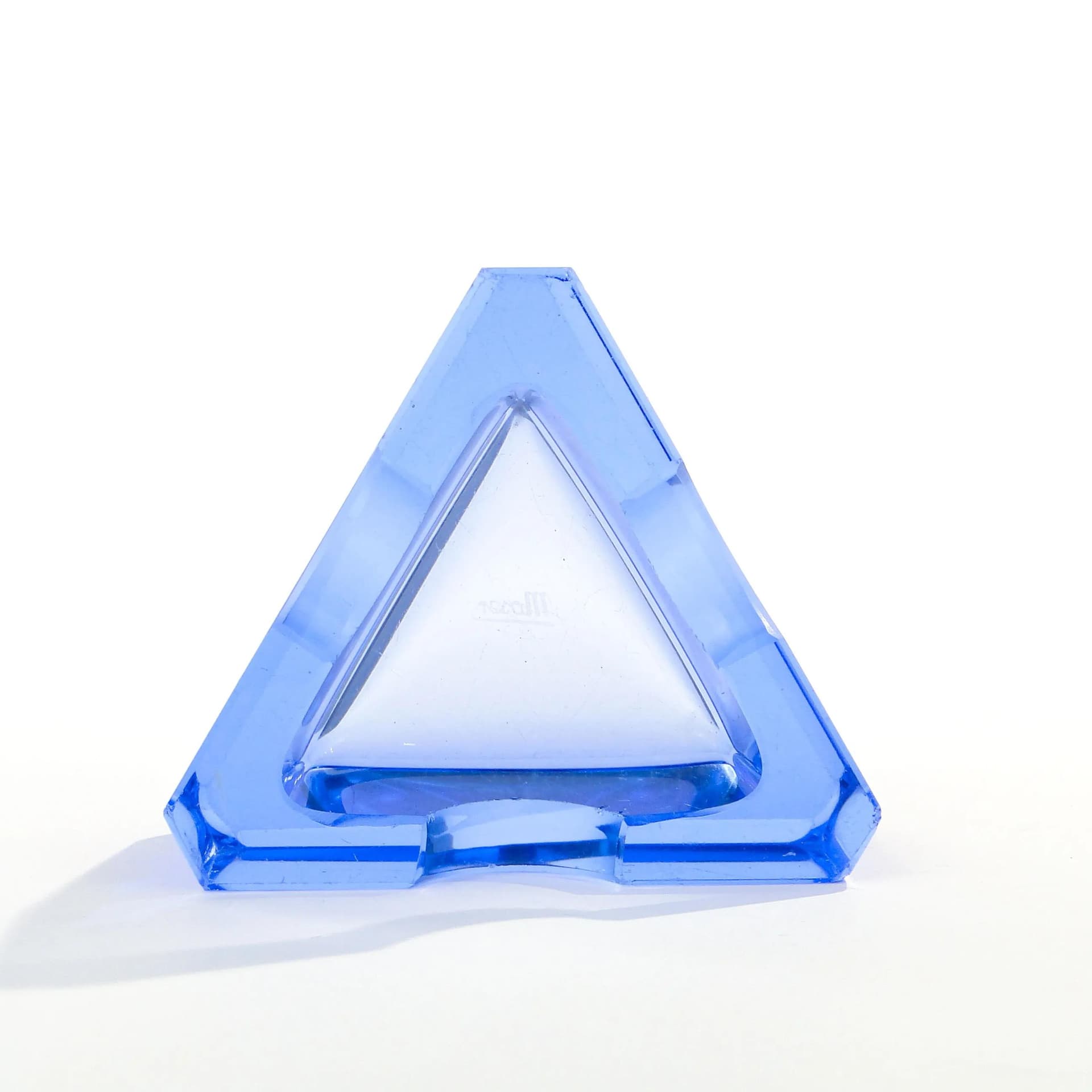 Popielniczka Art Deco, kryształ błękitny, Moser, Czechy, lata 30. - 34836