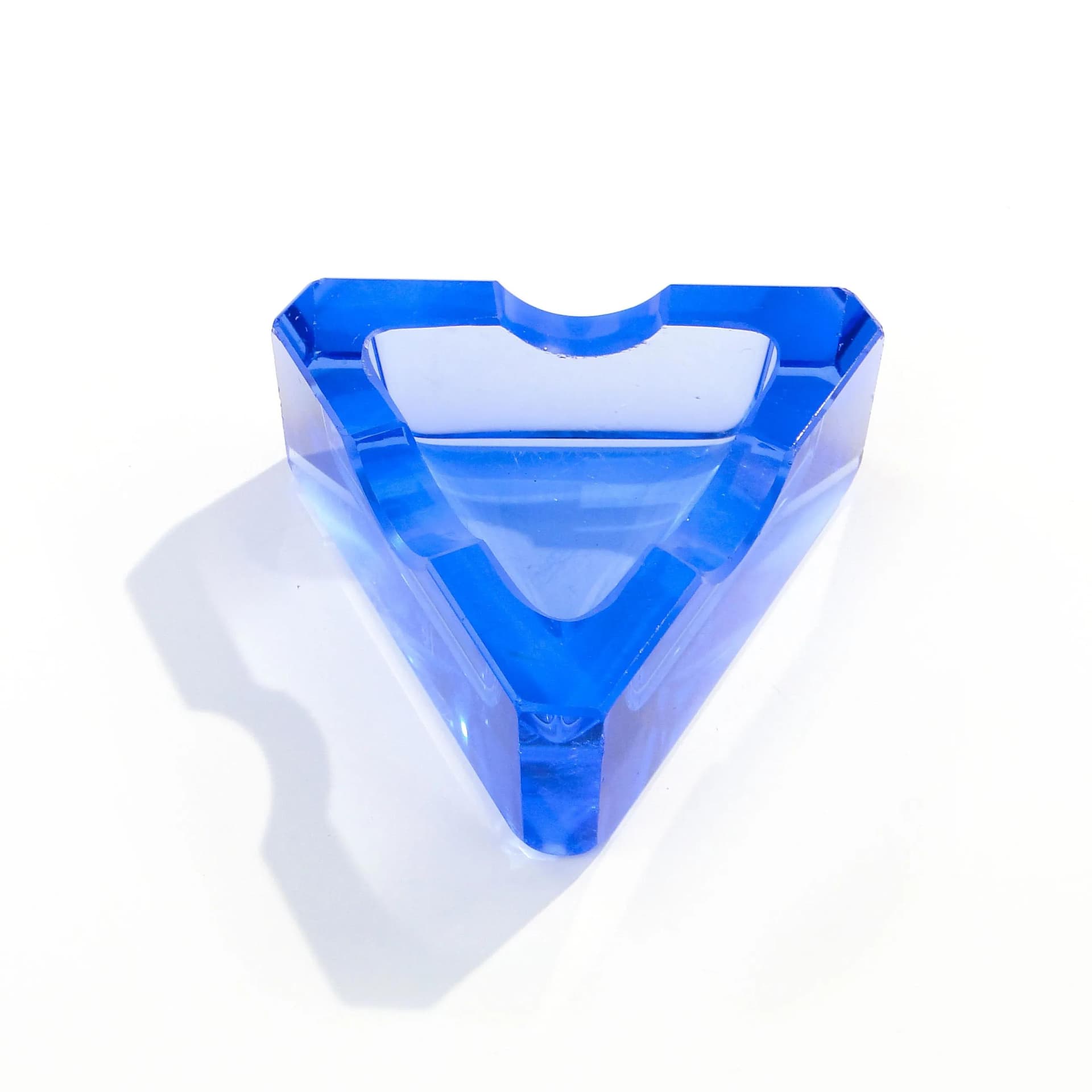 Popielniczka Art Deco, kryształ błękitny, Moser, Czechy, lata 30. - 34835