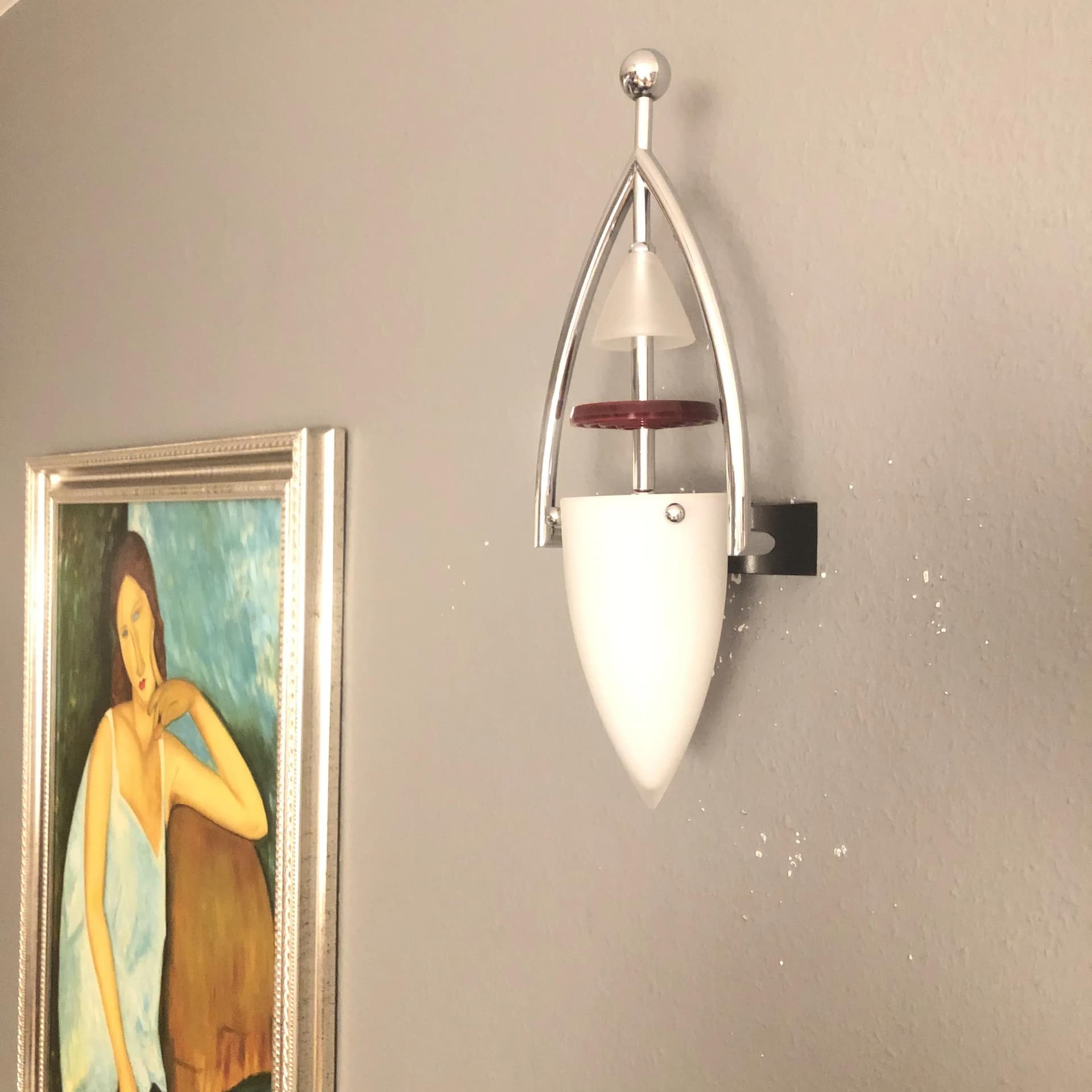 Para kinkietów postmodernistycznych, multikolor, chromowany mosiądz, szkło, Leola, Niemcy, lata 80. - 34960