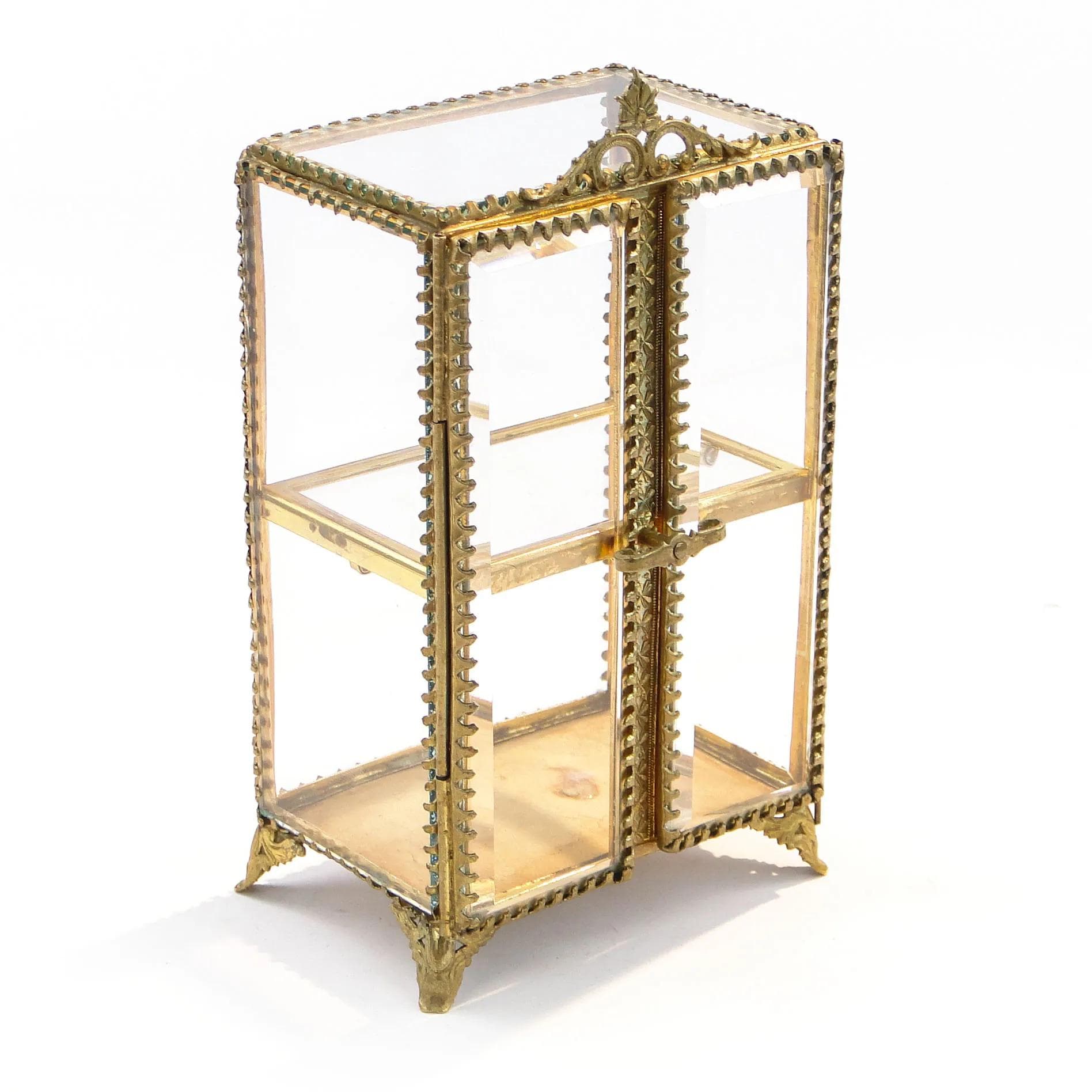 Szafka na biżuterię, kryształ transparentny, brąz złocony, Austria, XIX w. - 34991