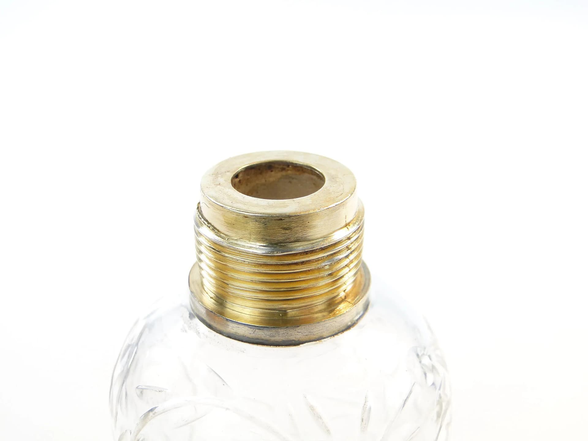 Art Nouveau Flask, transparent crystal, gilt silver, France, turn of the 20th century - 34988