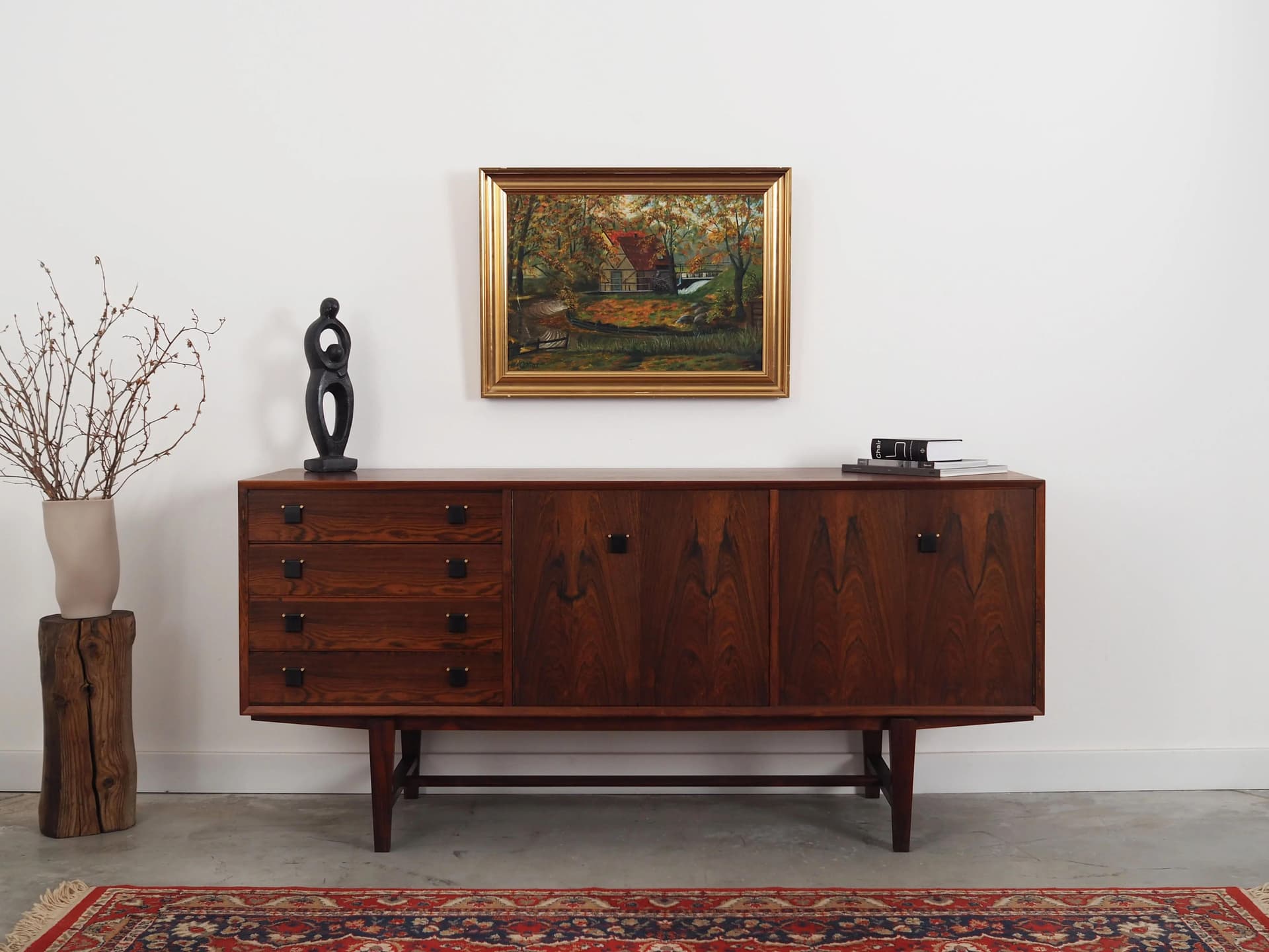 Obraz Leśny młyn, multikolor, olej na płótnie, rama drewno, aut. C. May, Szwecja, lata 70. - 35115