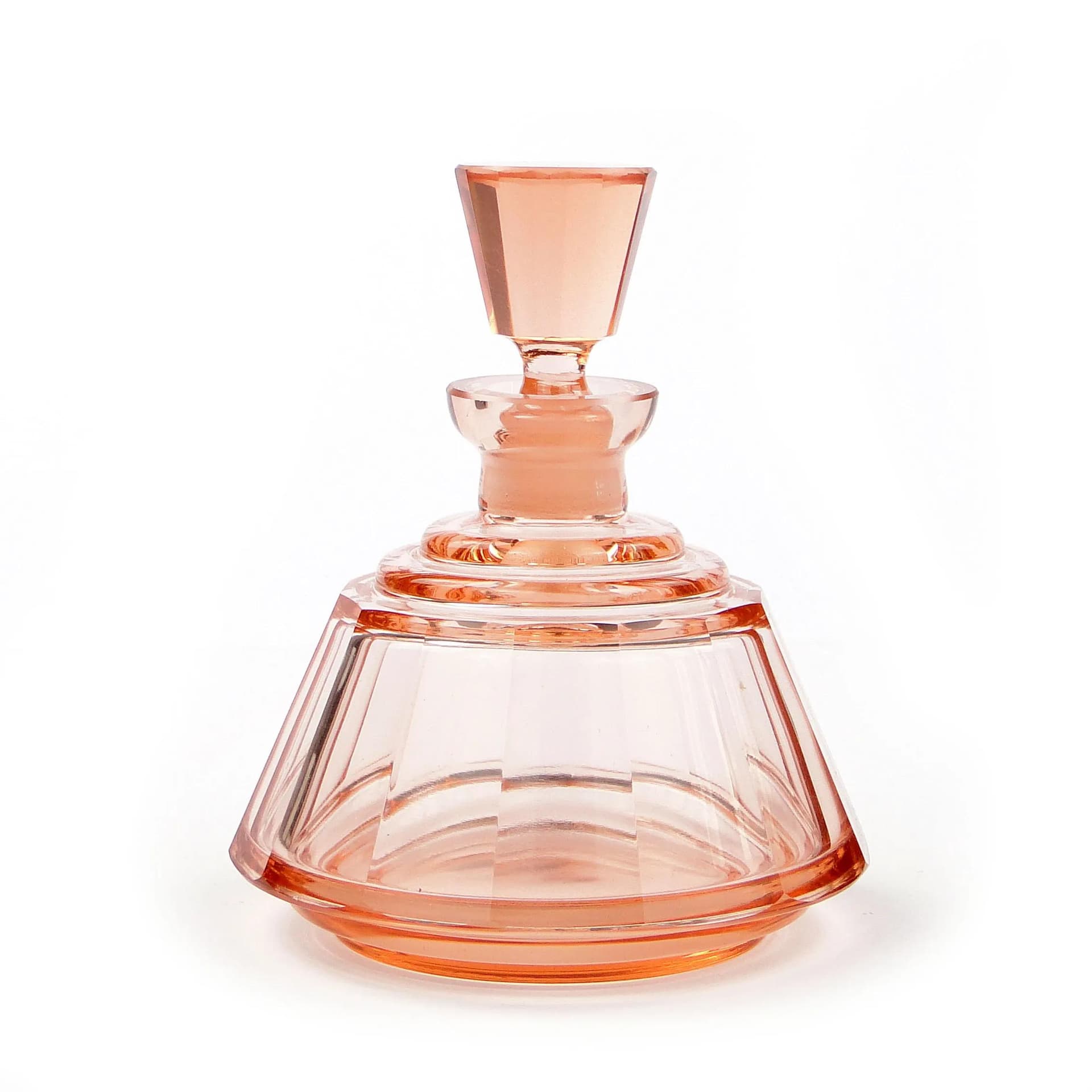 Flakon Art Deco, szkło kryształowe różowy, Czechy, lata 30. - 35198