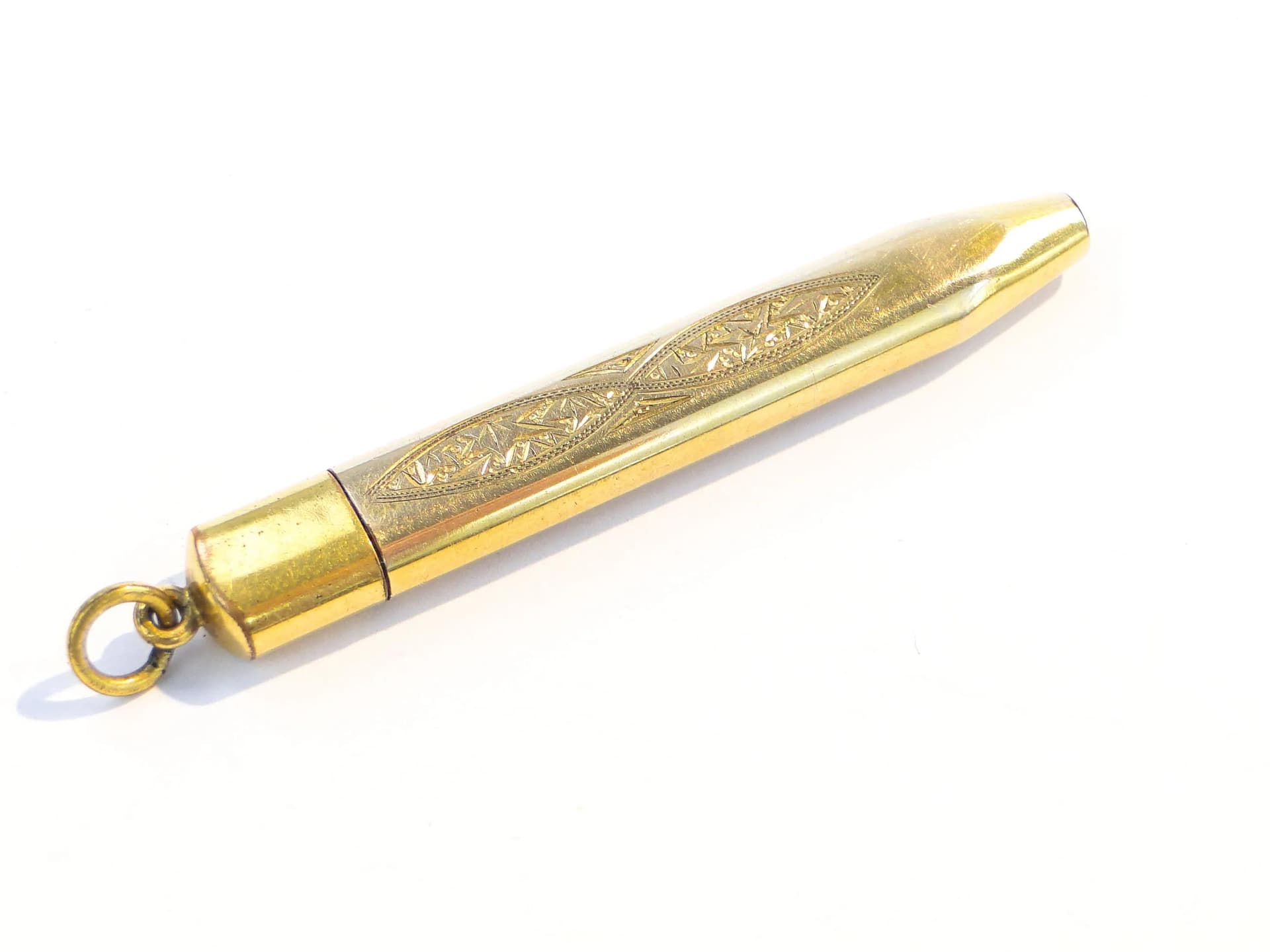 Pozłacany mosiężny ołówek mechaniczny z giloszowanym wzorem, Francja, lata 1900 - 35191