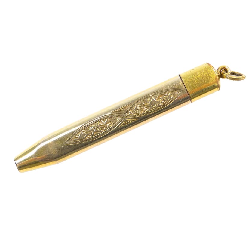 Pozłacany mosiężny ołówek mechaniczny z giloszowanym wzorem, Francja, lata 1900