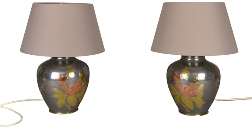 Para lamp stołowych, metal szary, lata 70.