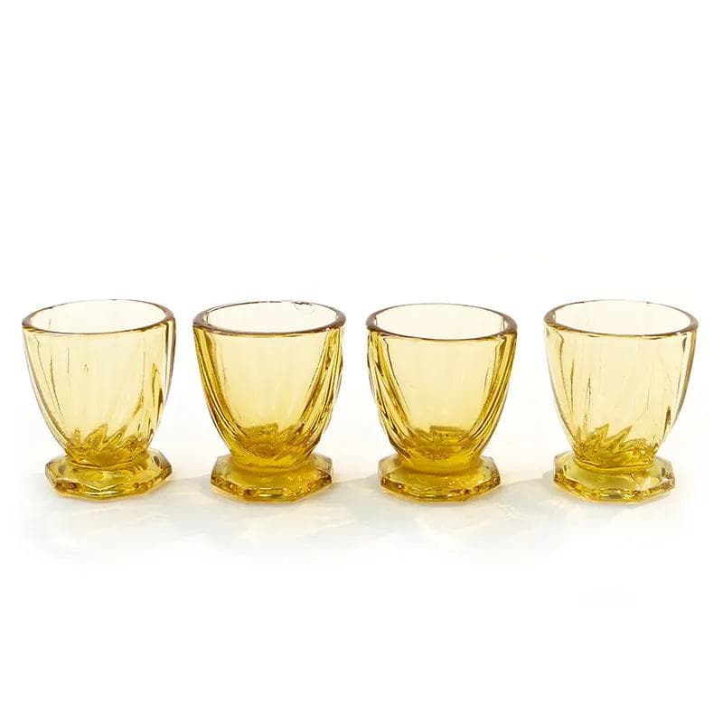 komplet kieliszków Gisela, Art Deco, żółty, szkło, Niemcy, lata 30. - 35186