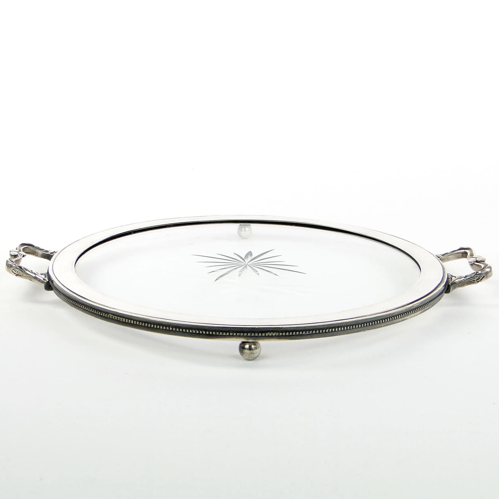 Taca secesyjna, srebro, mosiądz, cyna, szkło, Argentor, Austria, początek XX w. - 35402