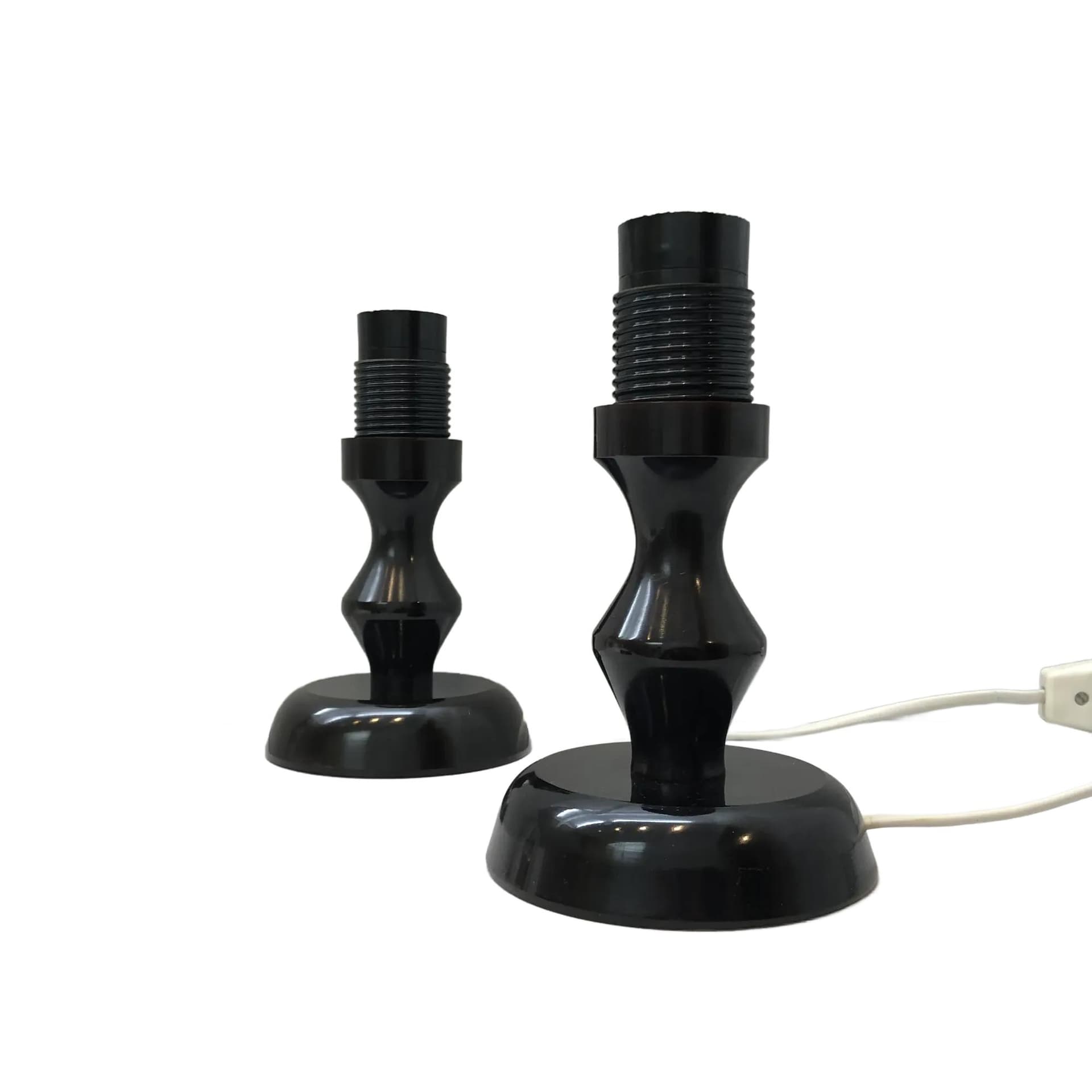 Pair of bedside lamps, black bakelite, VEB Stadtilm Ruhla, Germany, 1970s.