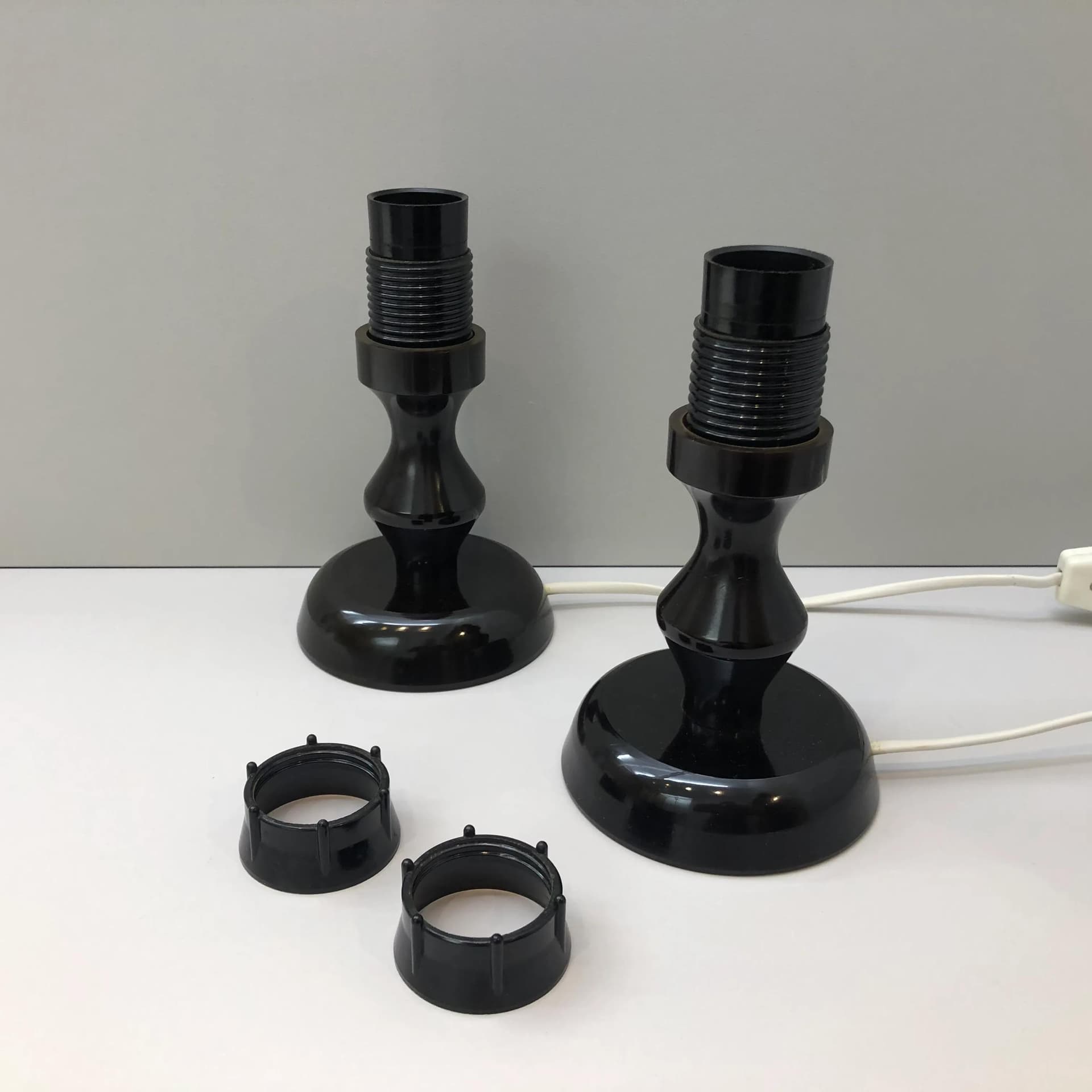 Pair of bedside lamps, black bakelite, VEB Stadtilm Ruhla, Germany, 1970s. - 35301