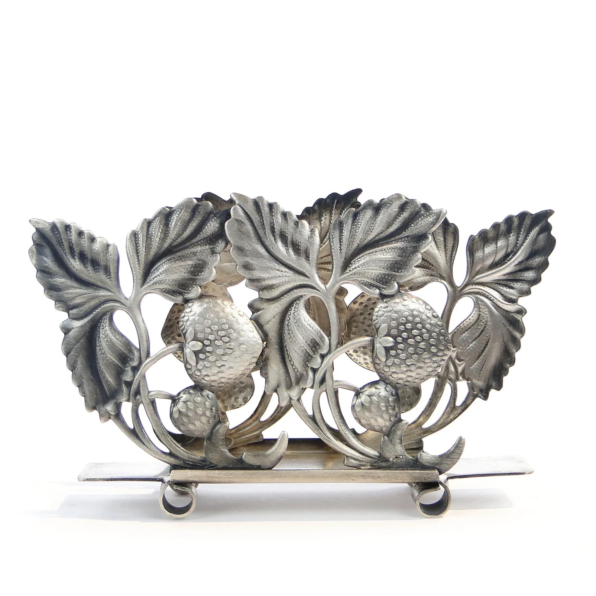 Serwetnik Poziomki, postmodernizm, metal srebrny, HEFRA, Polska, lata 60. - 35372