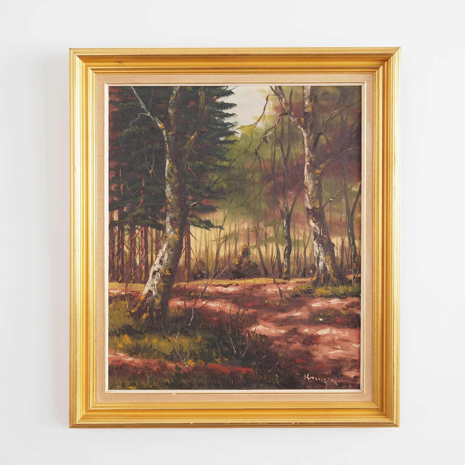 Painting In the Depth of the Forest, Scandinavian, green, oil on canvas, Poland, 1970s - 35474