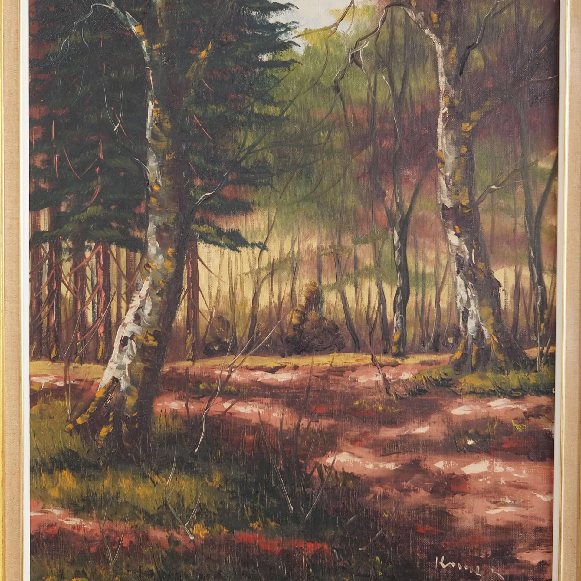 Painting In the Depth of the Forest, Scandinavian, green, oil on canvas, Poland, 1970s - 35475