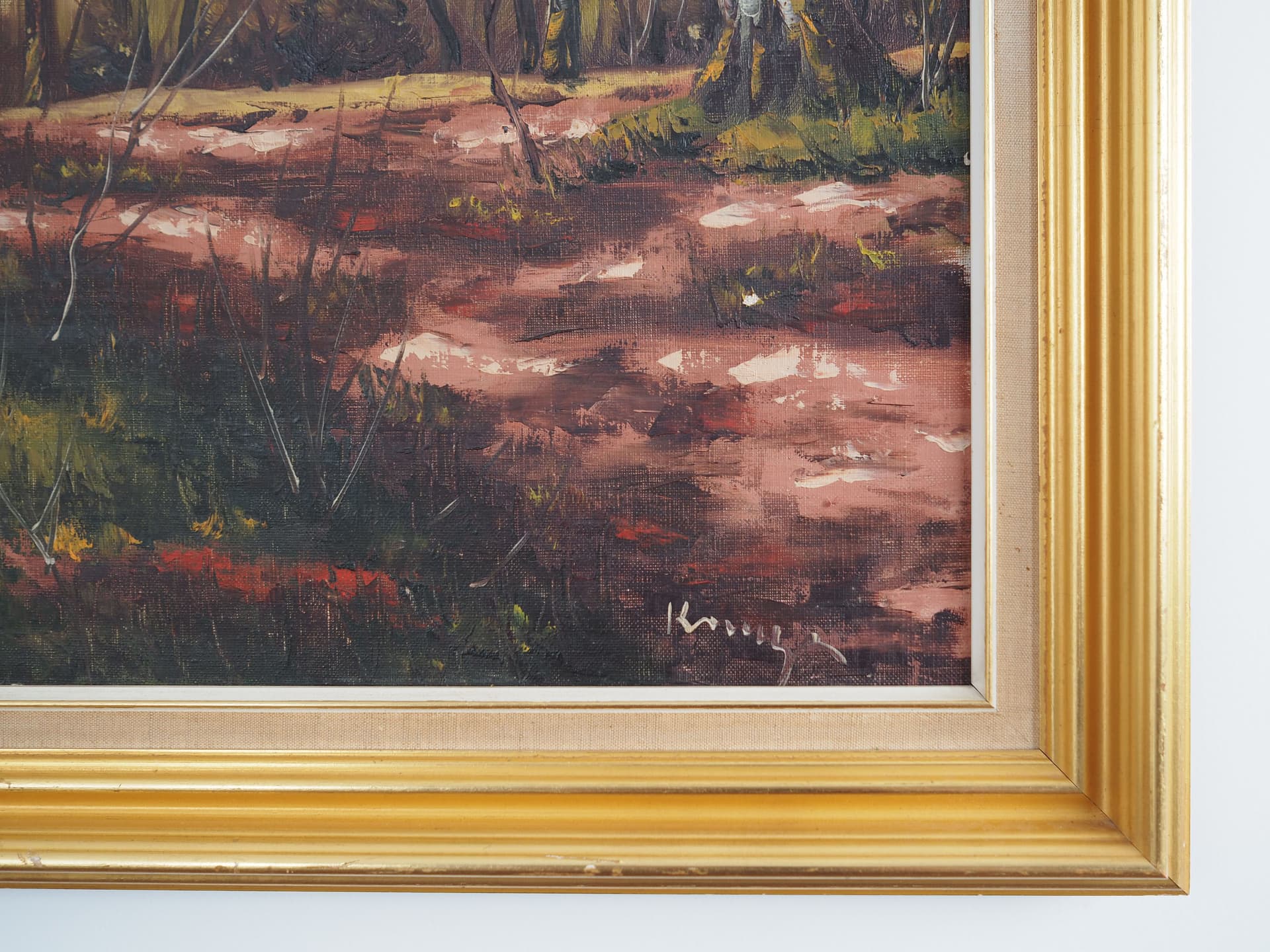 Painting In the Depth of the Forest, Scandinavian, green, oil on canvas, Poland, 1970s - 63421