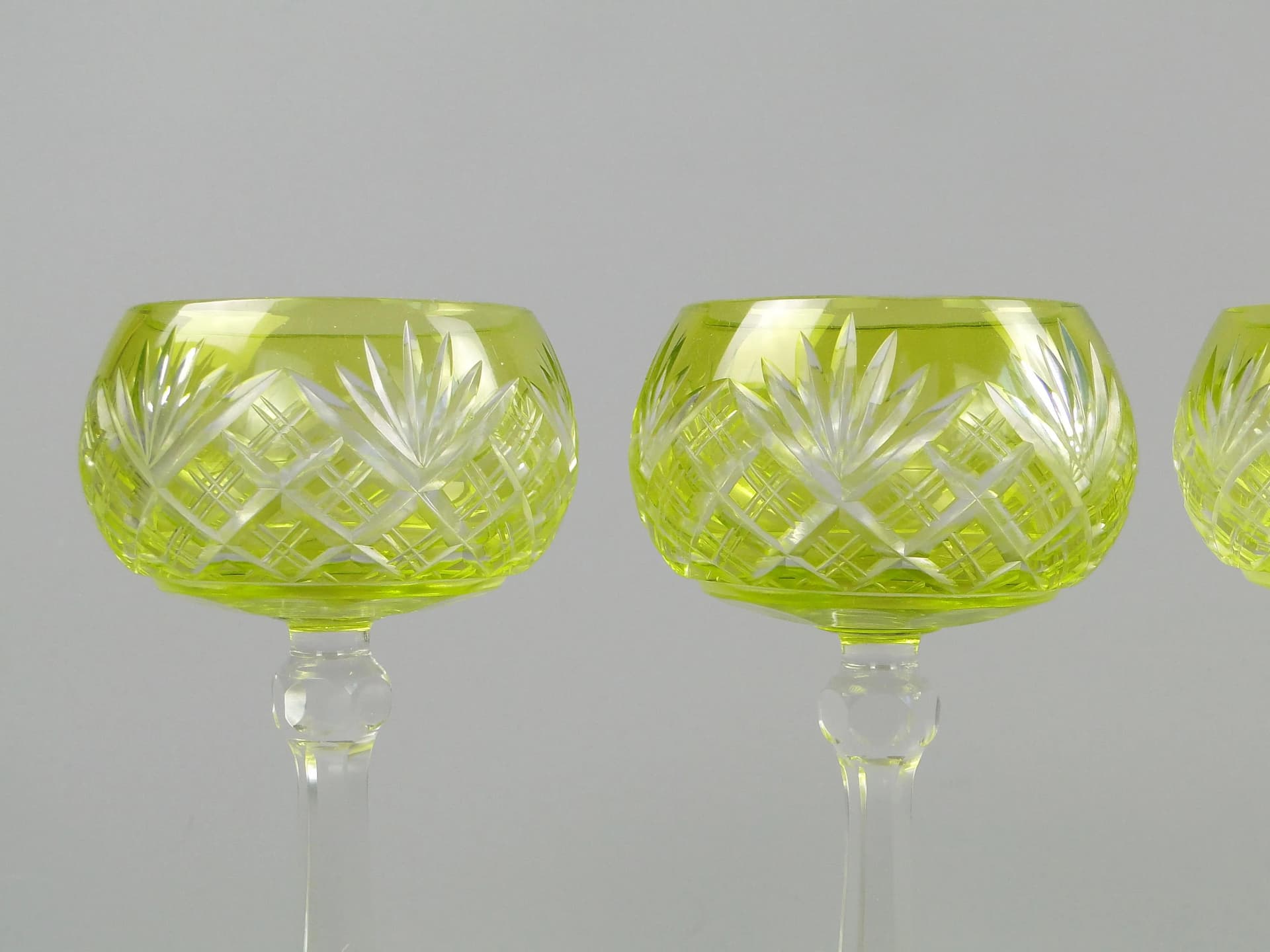 Komplet kielichów, Art déco, turkusowy kryształ, huta Józefina, Polska, lata 20. - 35345