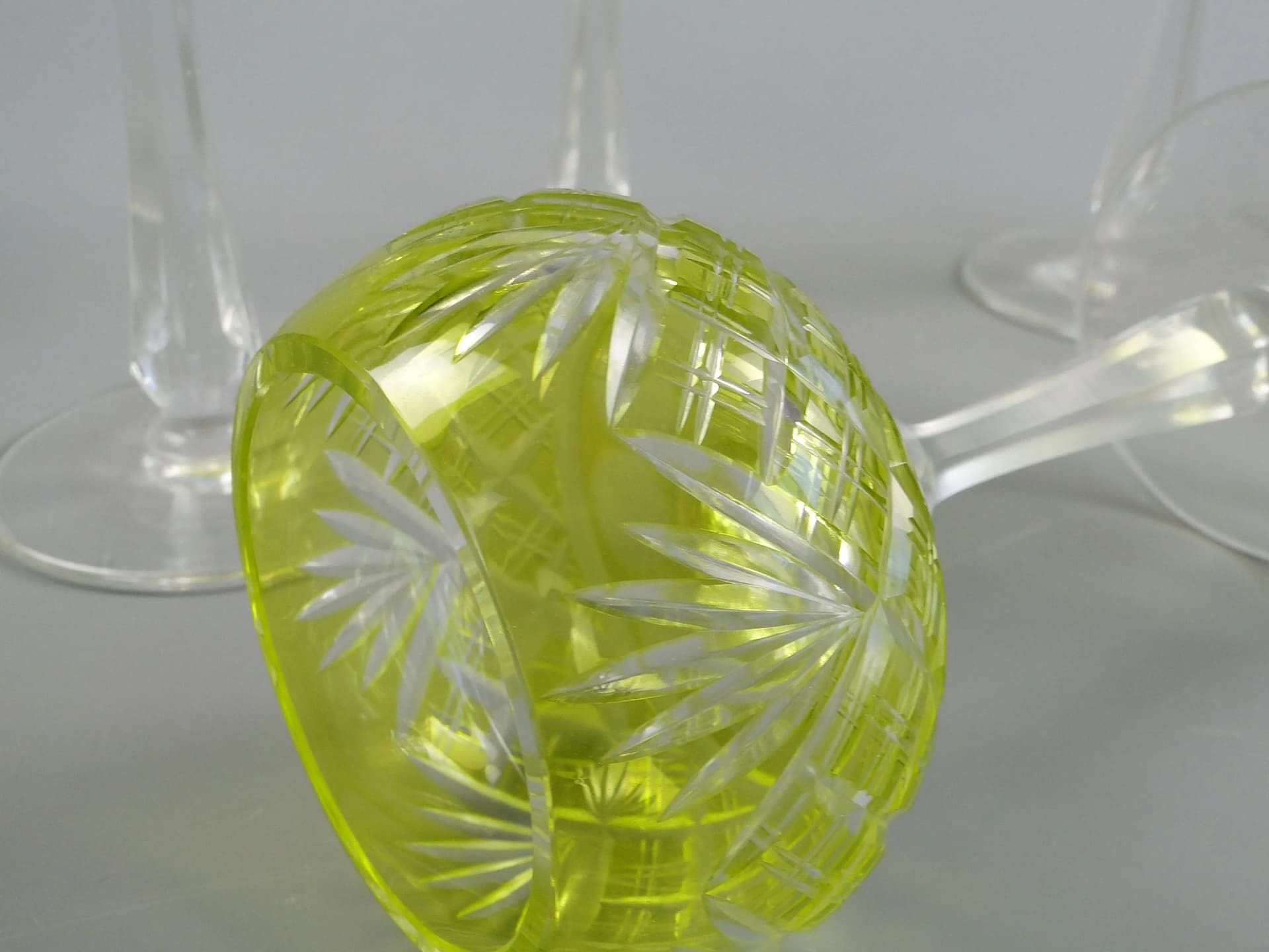 Komplet kielichów, Art déco, turkusowy kryształ, huta Józefina, Polska, lata 20. - 35350