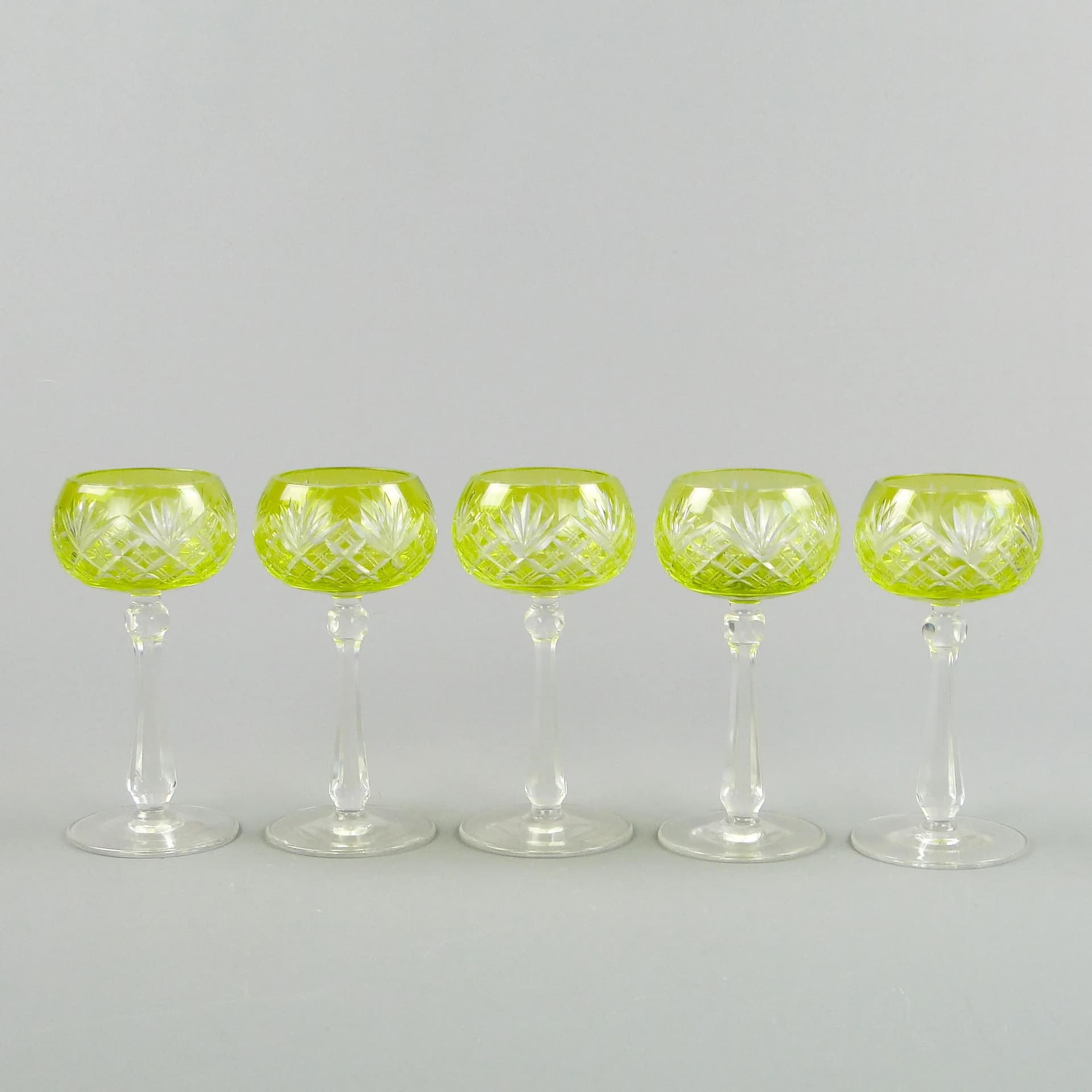 Komplet kielichów, Art déco, turkusowy kryształ, huta Józefina, Polska, lata 20. - 35346