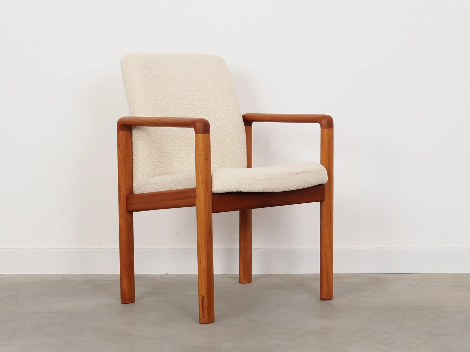 Armchair, teak beige boucle, Denmark, 1970s - 35445
