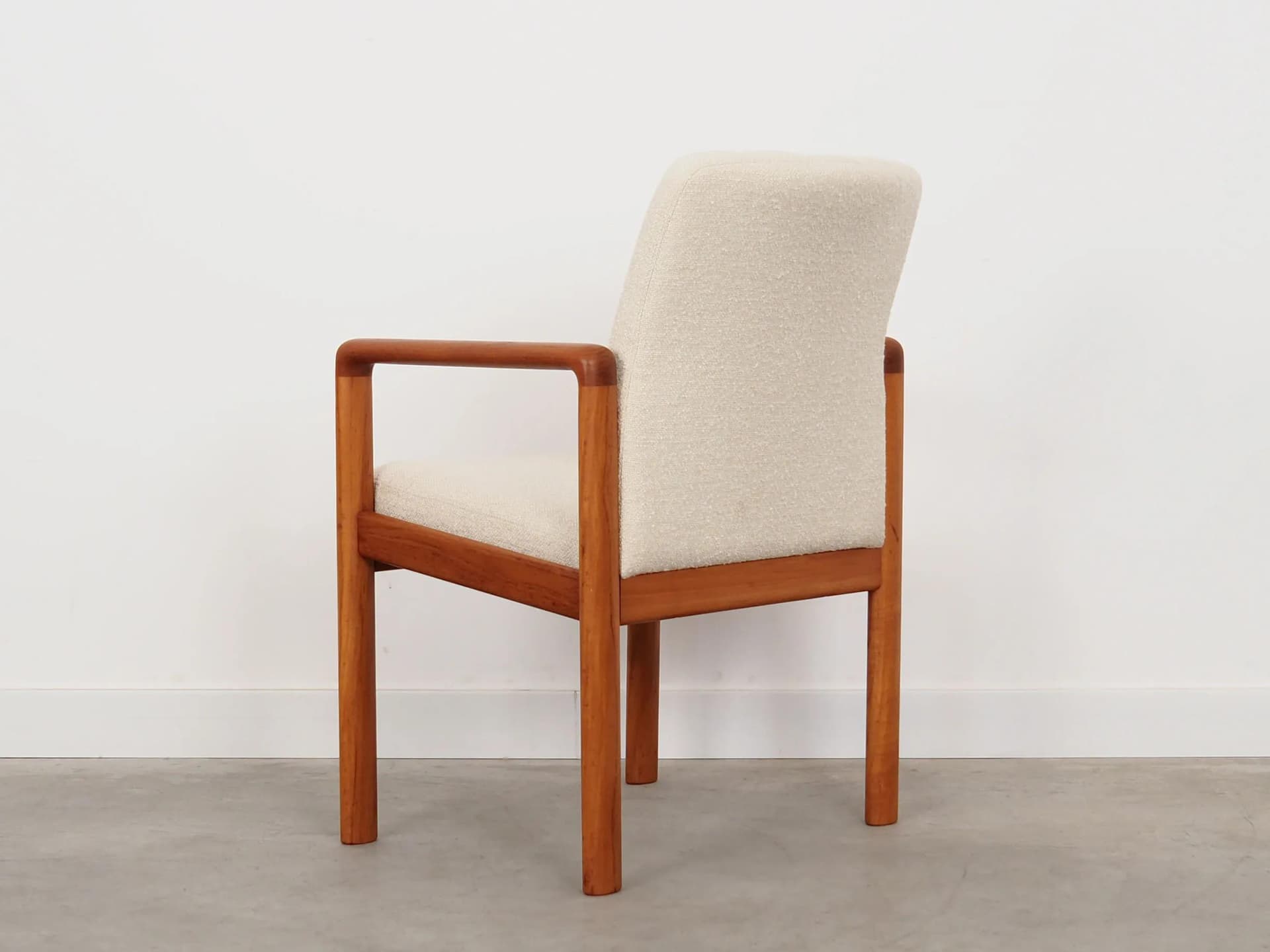 Armchair, teak beige boucle, Denmark, 1970s - 35442