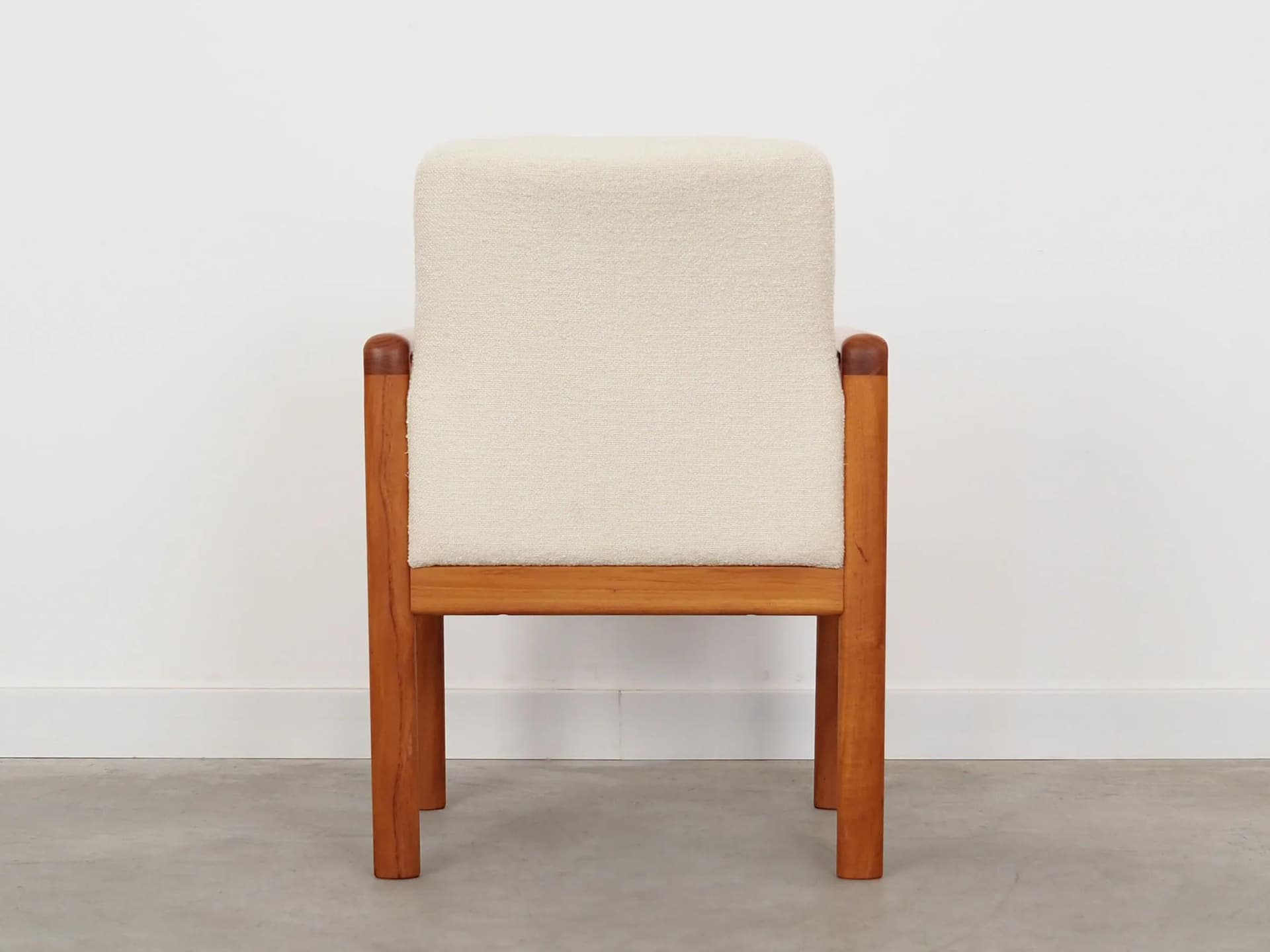 Armchair, teak beige boucle, Denmark, 1970s - 35443
