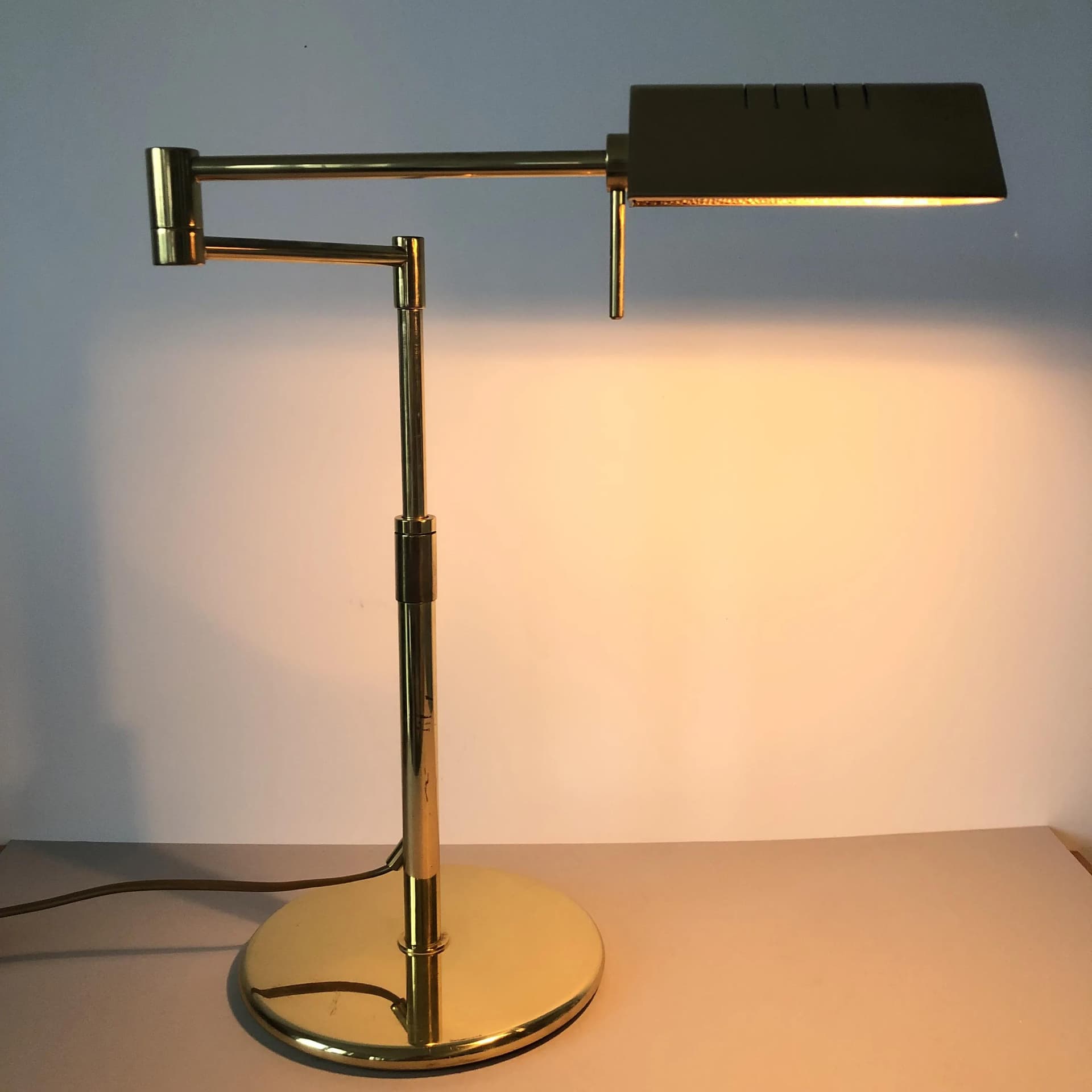 Desk lamp, golden brass, GKS Leuchten, Germany, 1970s. - 35517