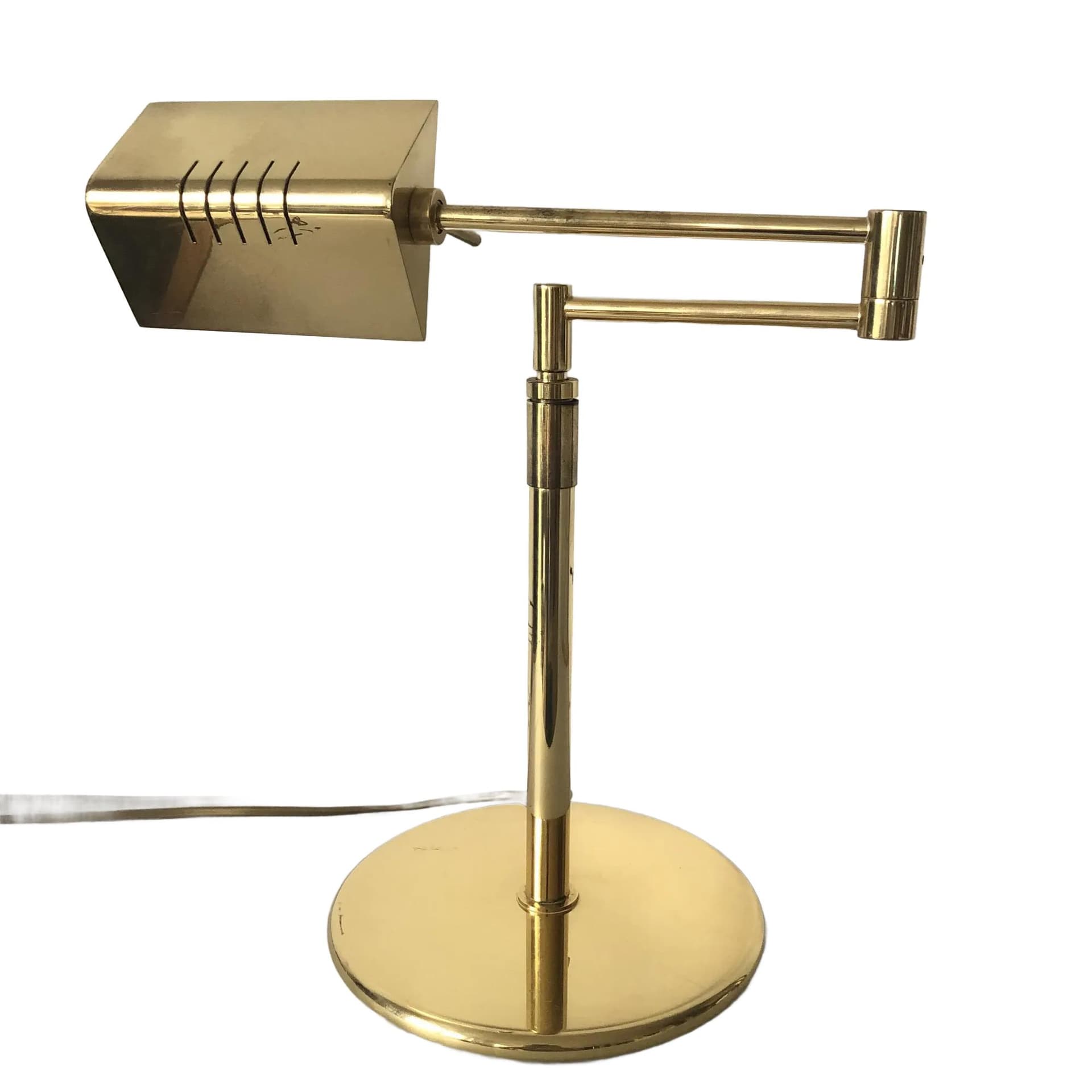 Desk lamp, golden brass, GKS Leuchten, Germany, 1970s.