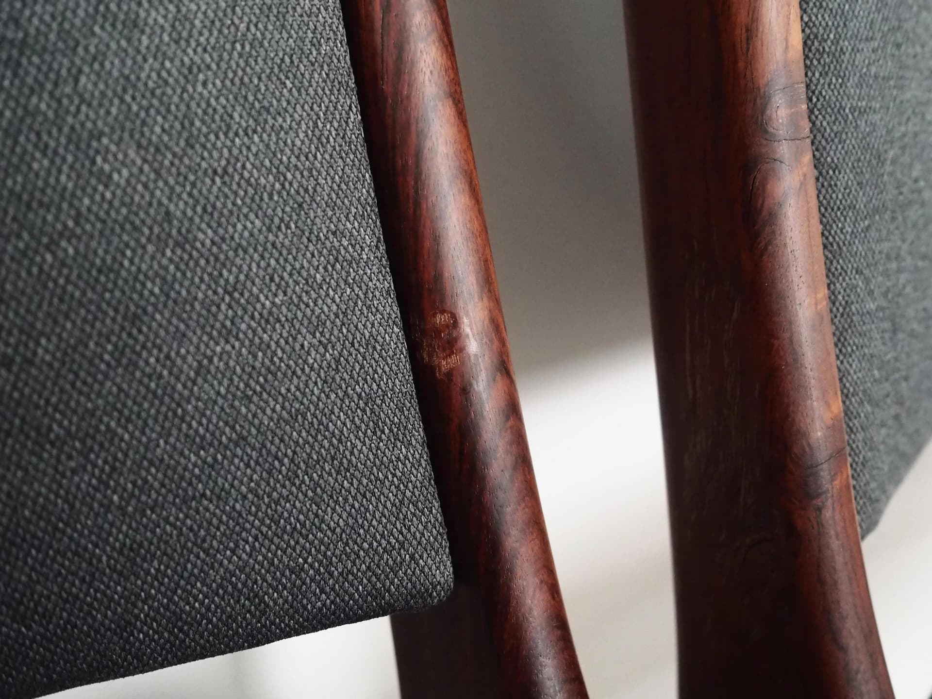 Set of six dining chairs, rosewood, grey fabric, by J. Andersen, Denmark, 1960s - 35655