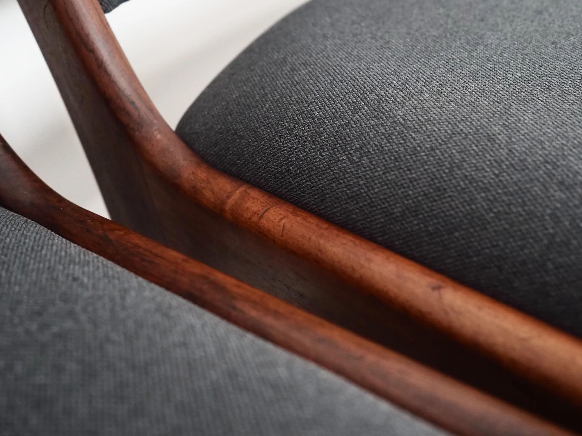 Set of six dining chairs, rosewood, grey fabric, by J. Andersen, Denmark, 1960s - 35652