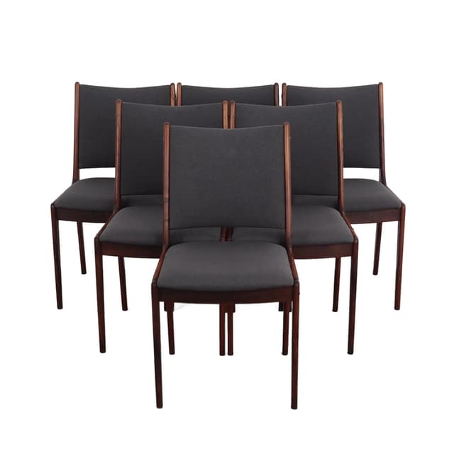 Set of six dining chairs, rosewood, grey fabric, by J. Andersen, Denmark, 1960s - DIMENSION