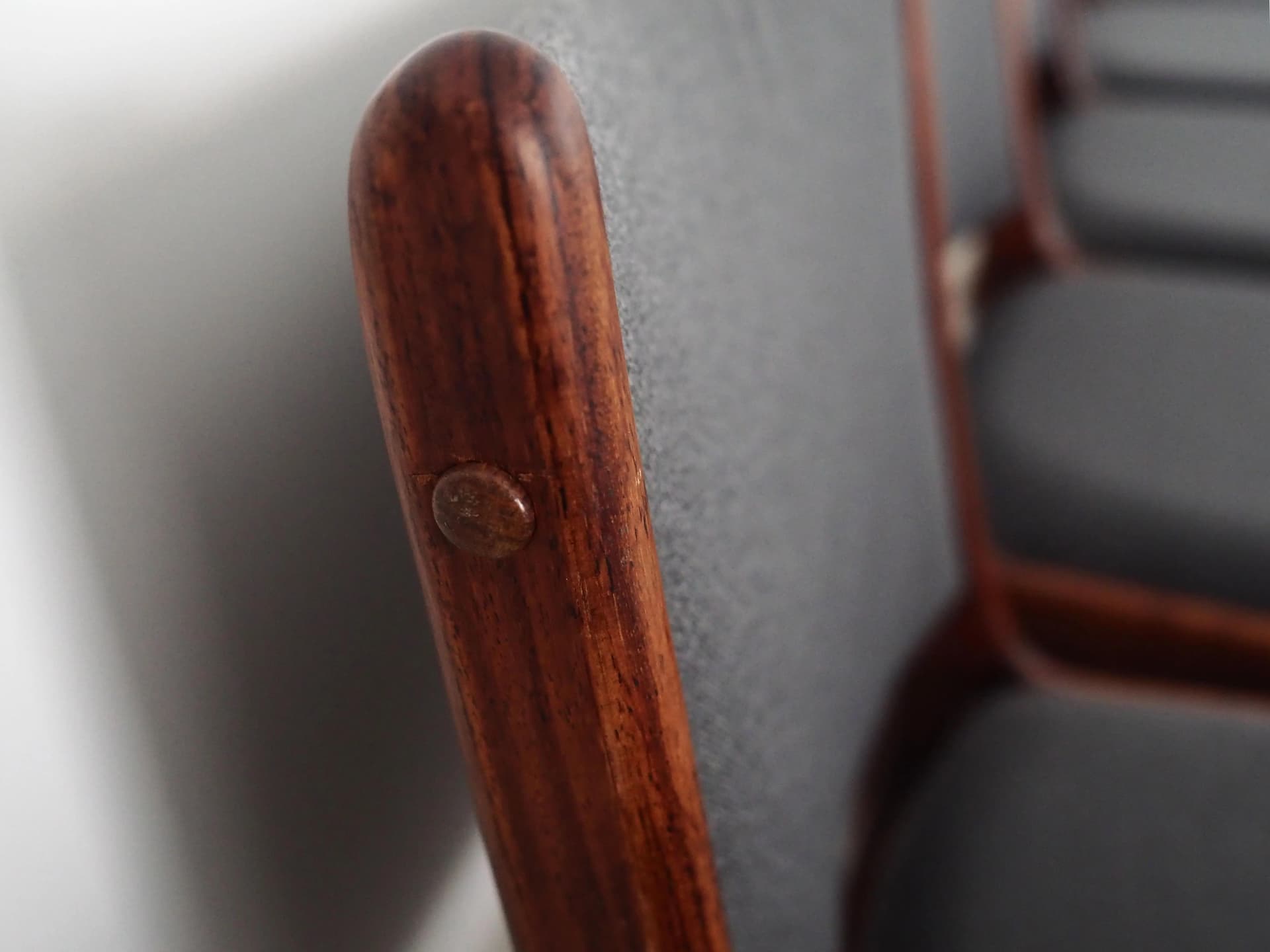 Set of six dining chairs, rosewood, grey fabric, by J. Andersen, Denmark, 1960s - 35651