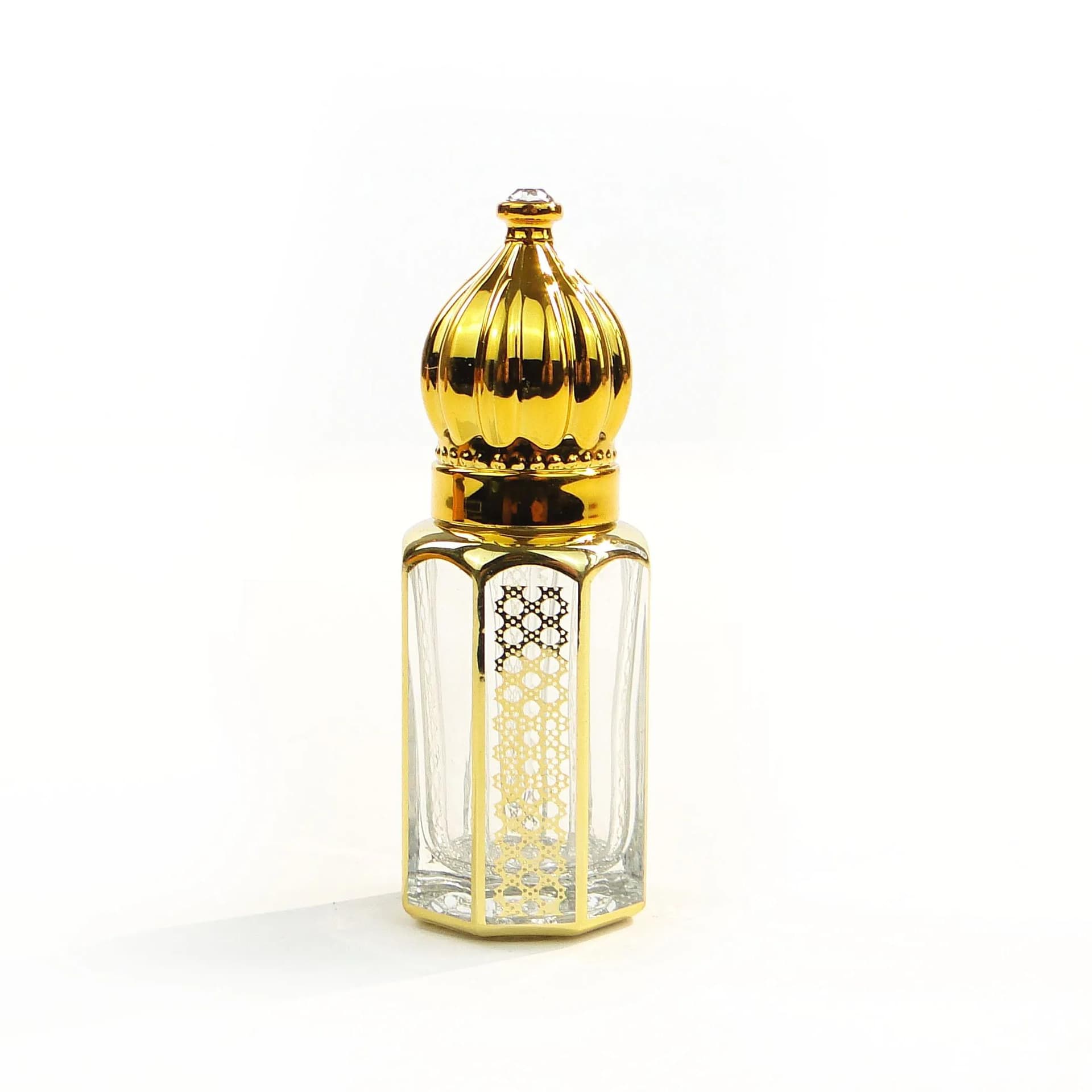 Flakon na perfumy, złoty, szkło, Polska, lata 50. - 35537