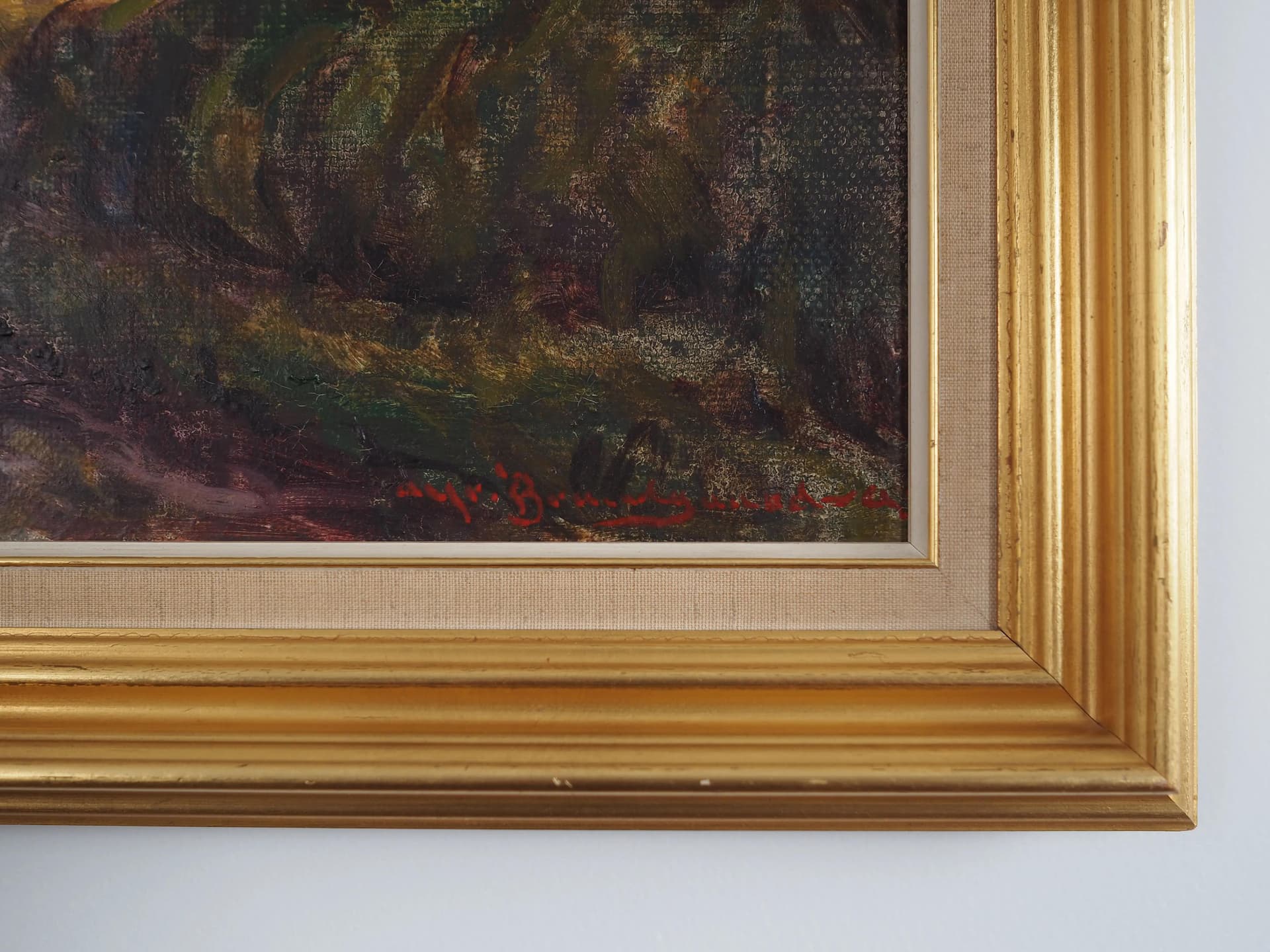 Obraz olejny, skandynawski, multicolor, płótno, lata 60. - 35883