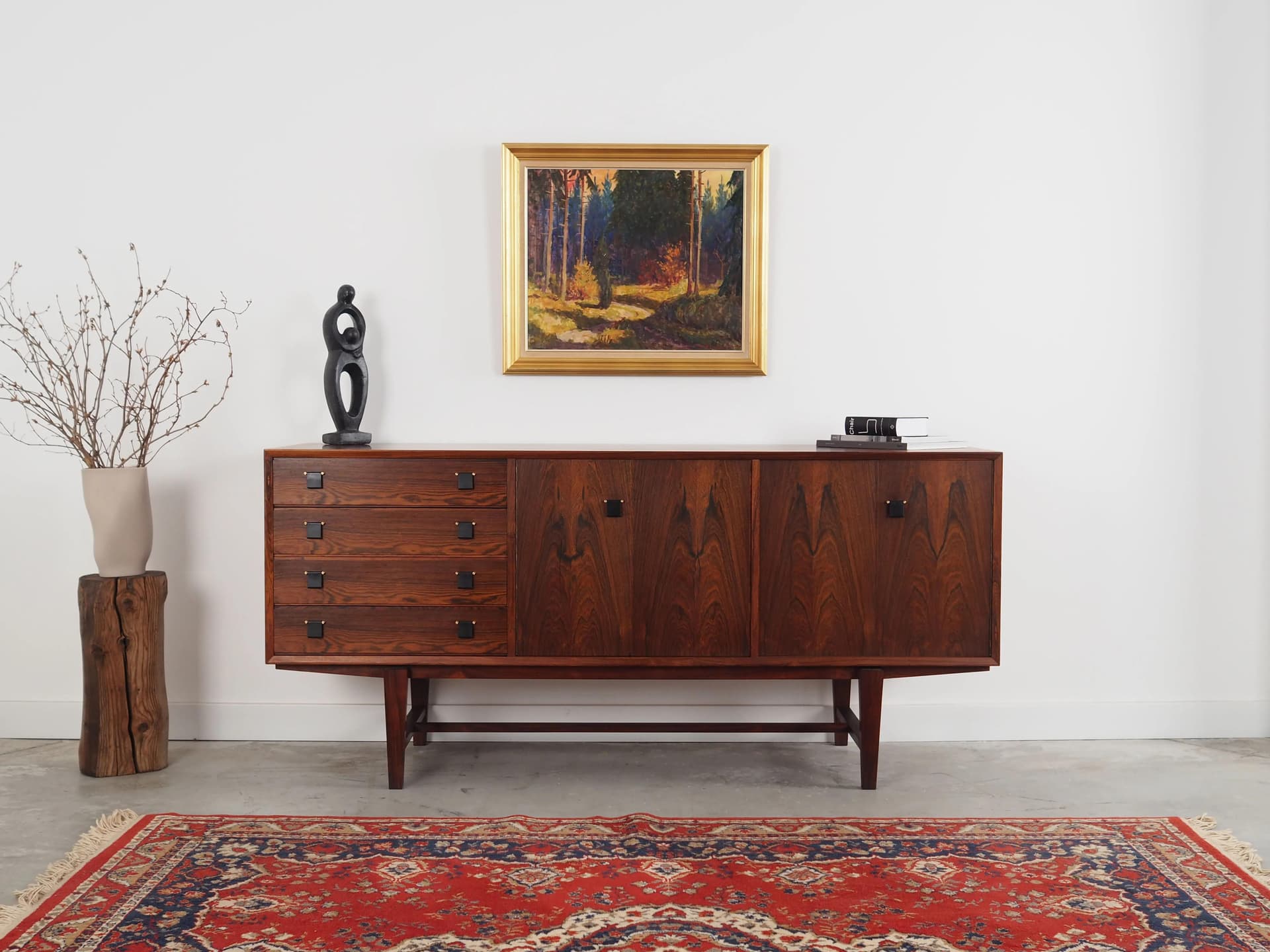 Obraz olejny, skandynawski, multicolor, płótno, lata 60. - 35879