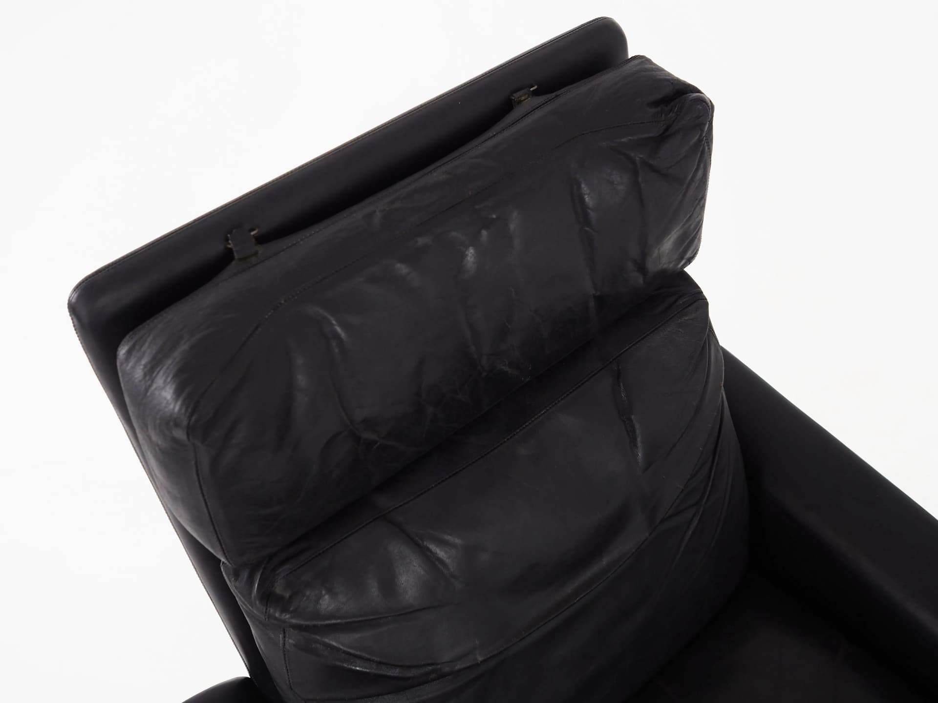 Armchair, black leather, rosewood, by H. Olsen, Denmark, 1960s - 35863