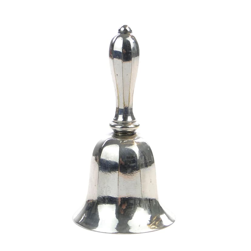 Dzwonek stołowy, Biedermeier, mosiądz srebrzony, Polska, XIX wiek